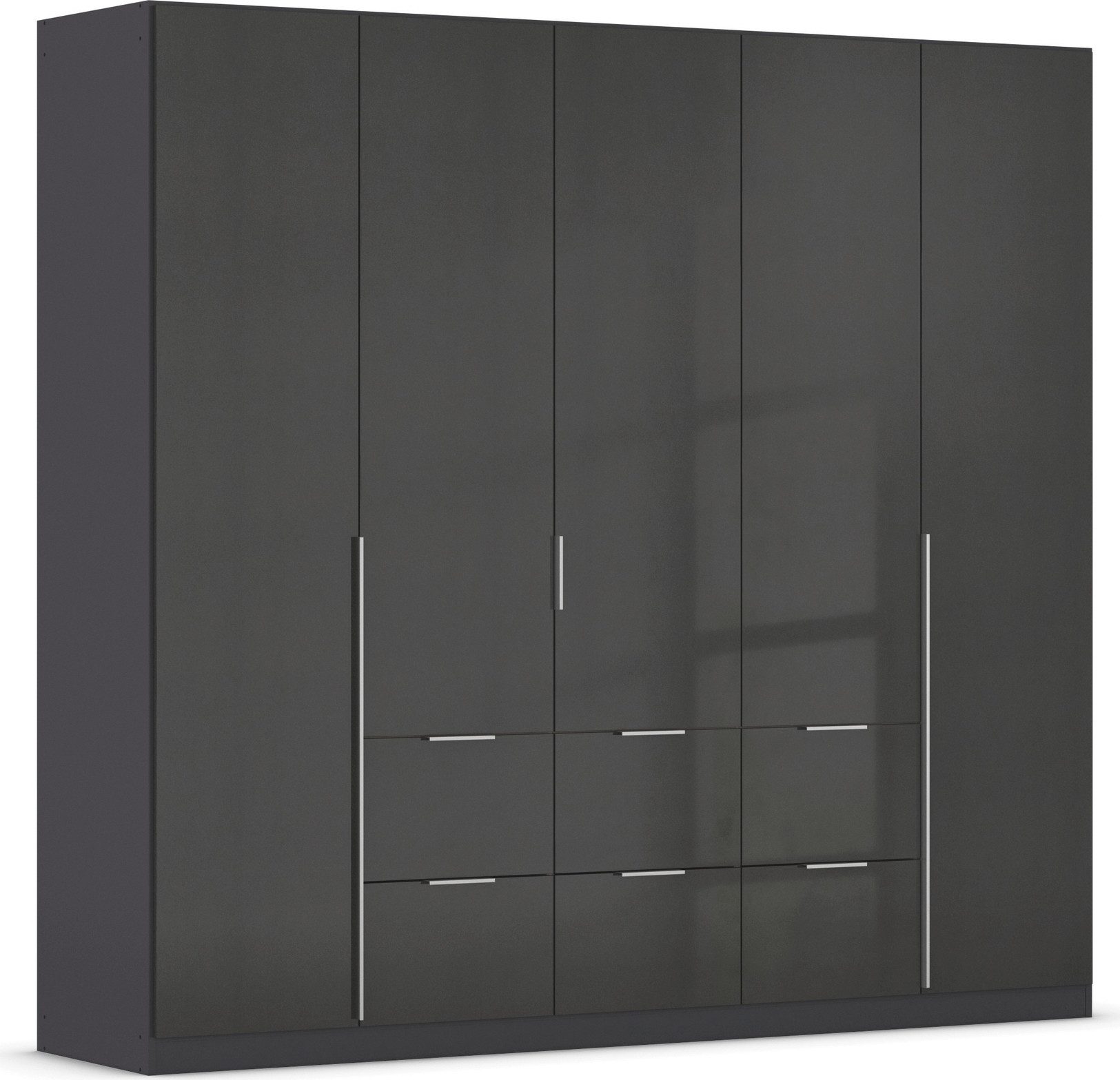 rauch Draaideurkast Kledingkast kast garderobe AGORDO met decor- of hoogglansfront kledingkasten maat 226 cm x 210 cm x 54 cm grijs