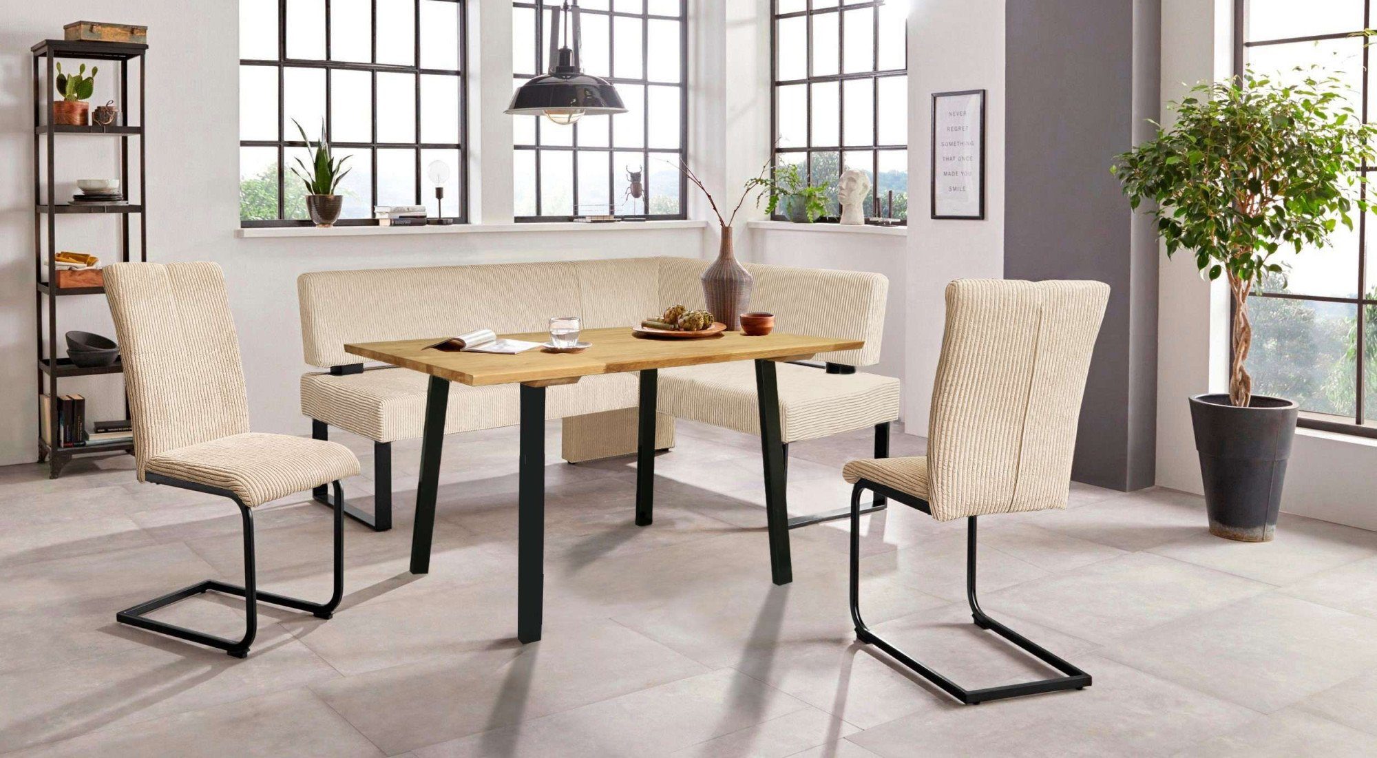 Home affaire Hoekbank Oliver met metalen frame, keukenbank verschillende hoezen cord eetkamerbank ottos choice