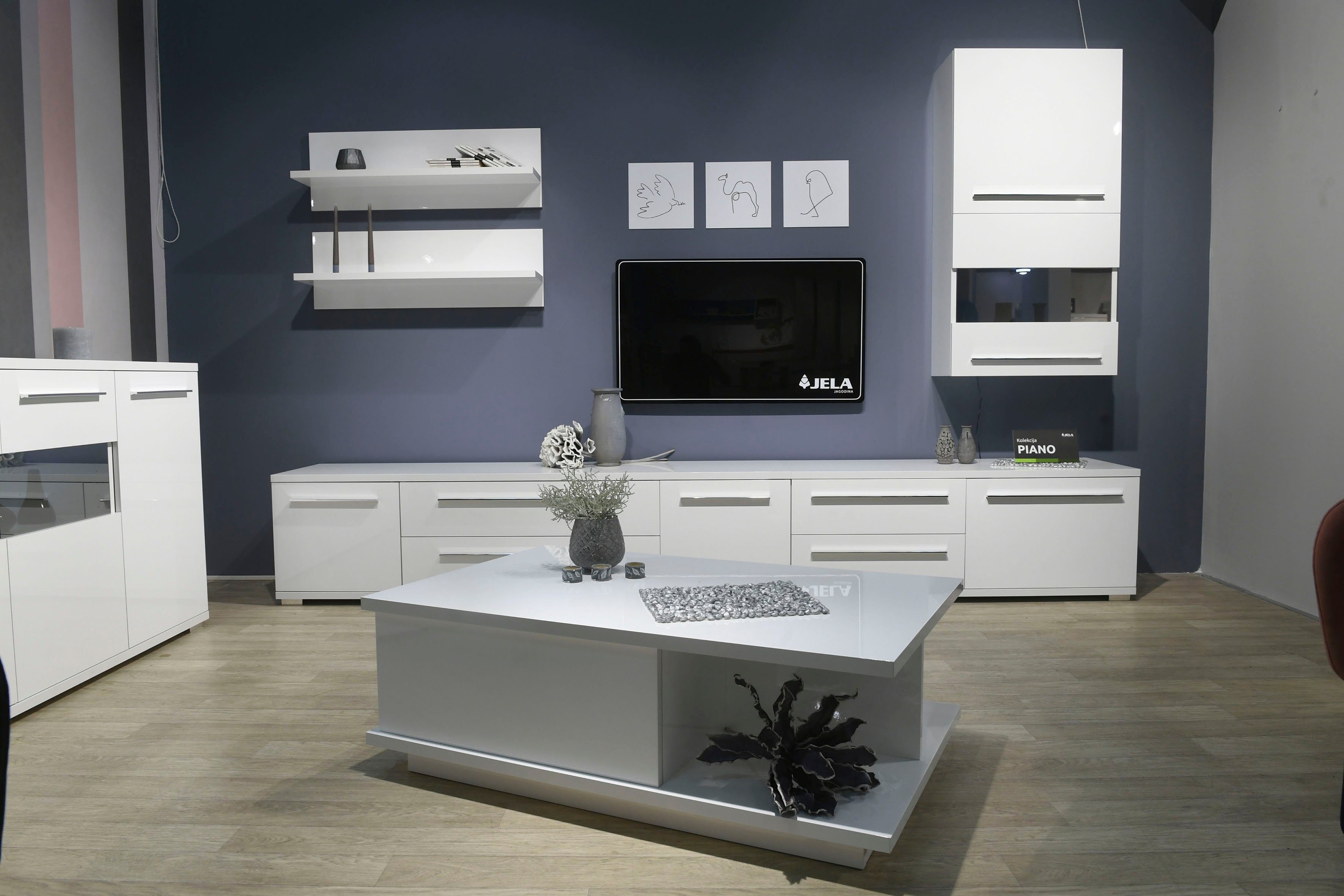 Places of Style Tv-meubel Piano TV-kast in breedte 165 of 180 cm met soft-close functie Hoogglans UV-gelakt, Br 180 cm met verschillende deur- en ladeafmetingen