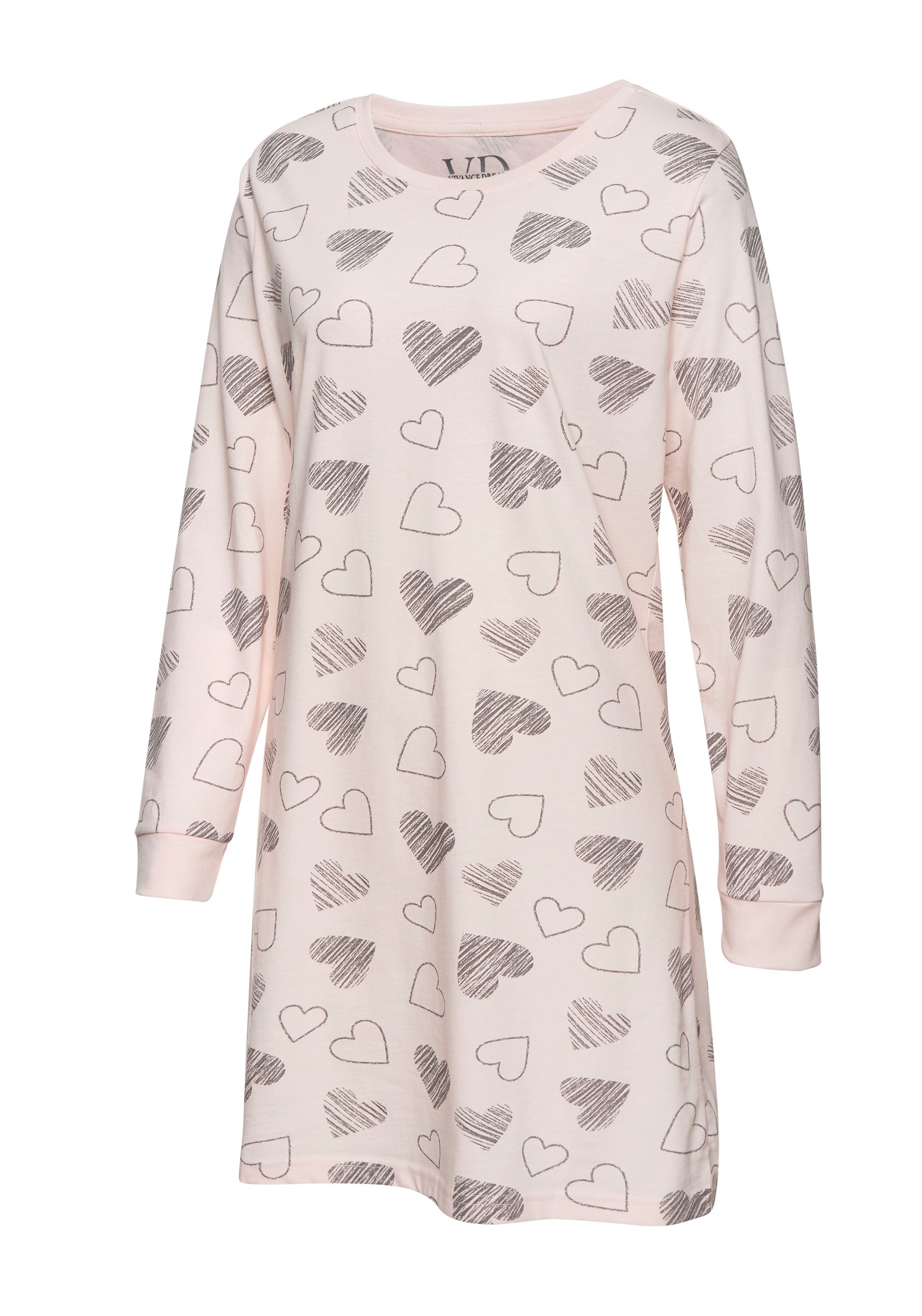 Vivance Dreams Nachthemd met leuke hartprint (Set van 2)