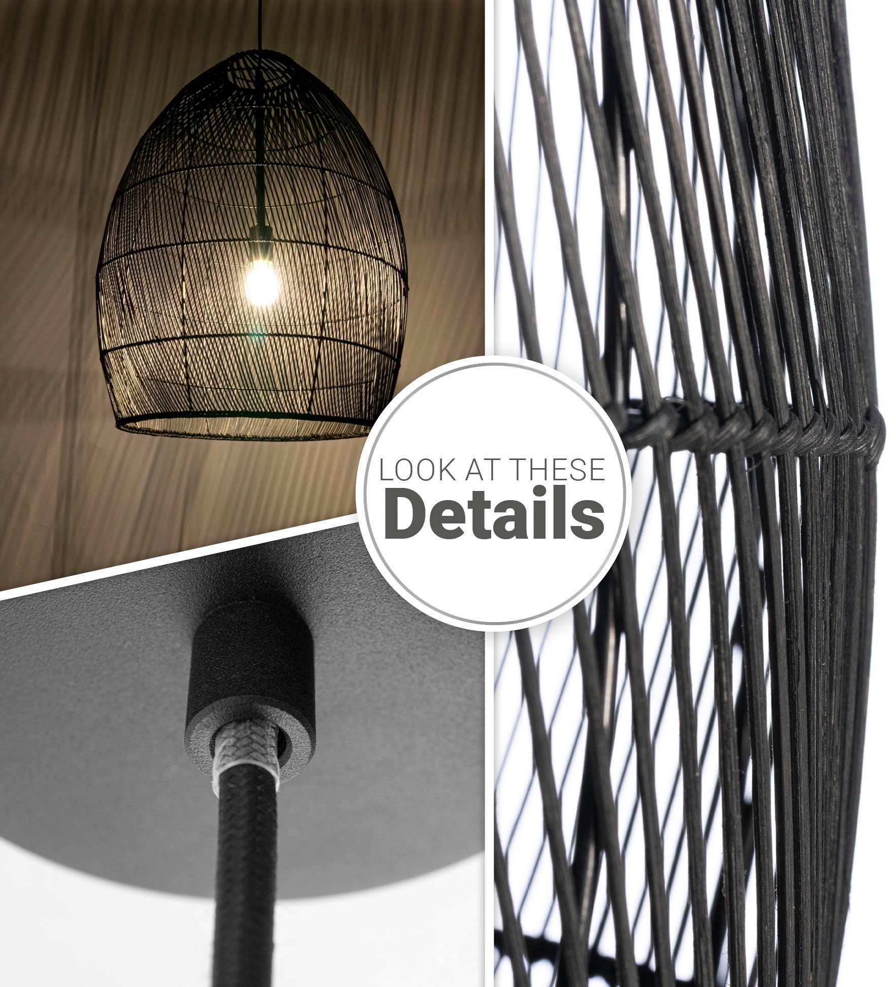 Paco Home Hanglamp VIHMA Rattan pendellamp eettafel lamp natuurlijk LED Boho rustiek E27