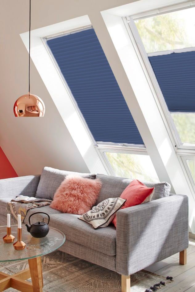sunlines Plissé-vouwgordijn voor dakramen StartUp Style Honeycomb VD (1 stuk) plisségordijnen maat 117,4 cm x 136,1 cm blauw