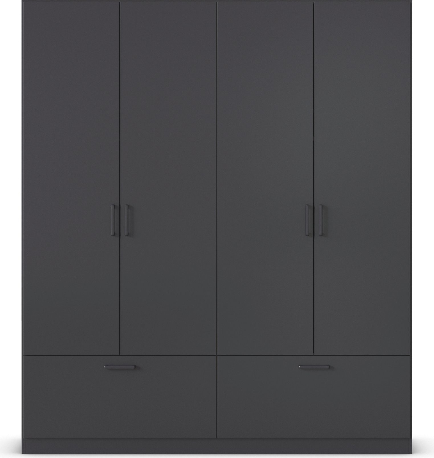 rauch Draaideurkast Kledingkast kast garderobe waskast BARI met lades en moderne greep in grijs metallic made in germany
