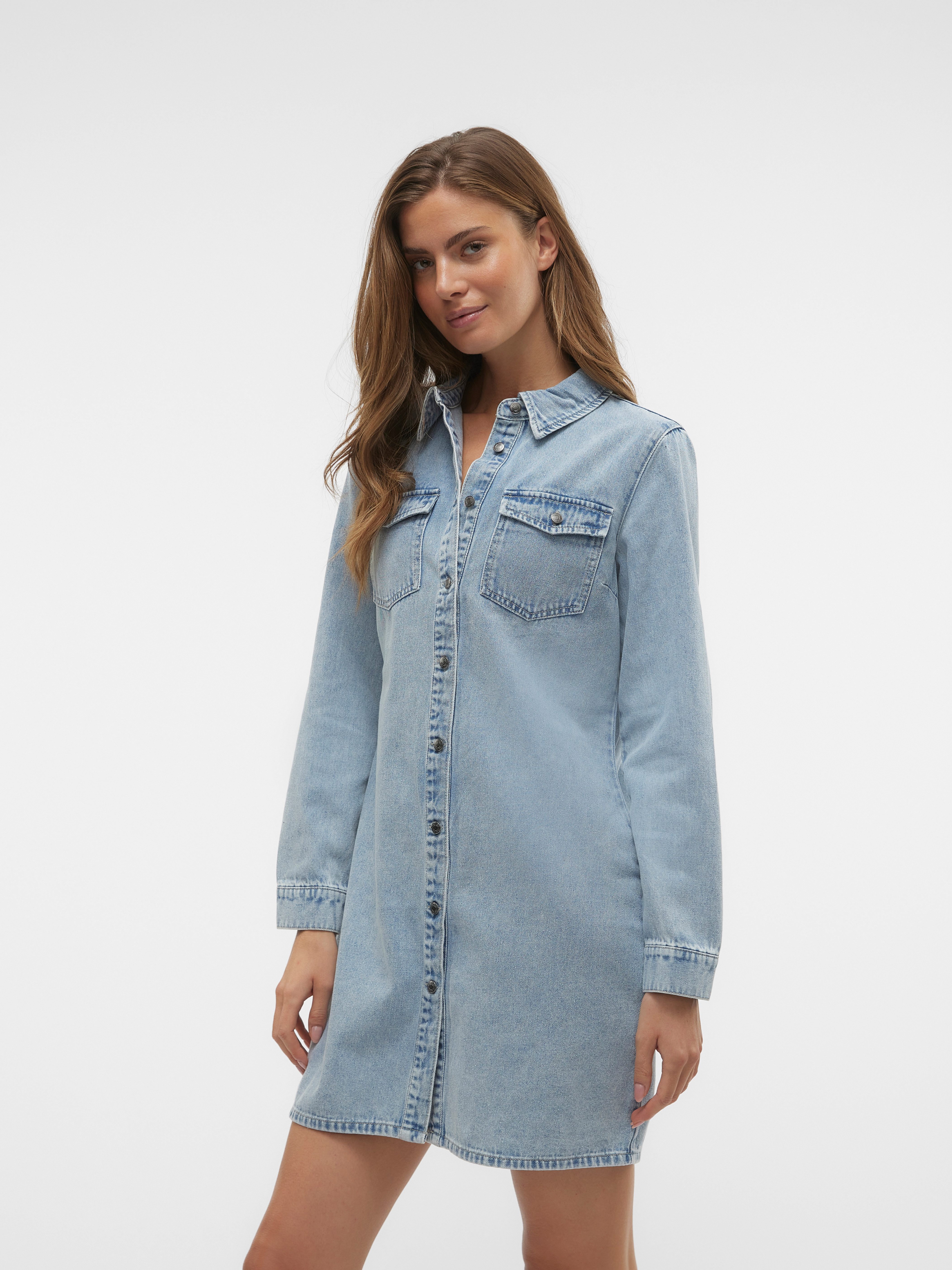 Vero Moda Jeans jurk VMJENNIE LS SHORT DENIM DRESS GA NOOS