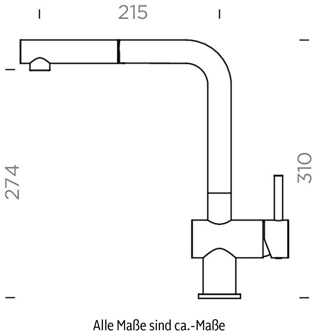 Schock Keukenkraan EPOS SB uitschuifbaar, terugstroombegrenzer, waterbesparende perlator, draaibereik 180°