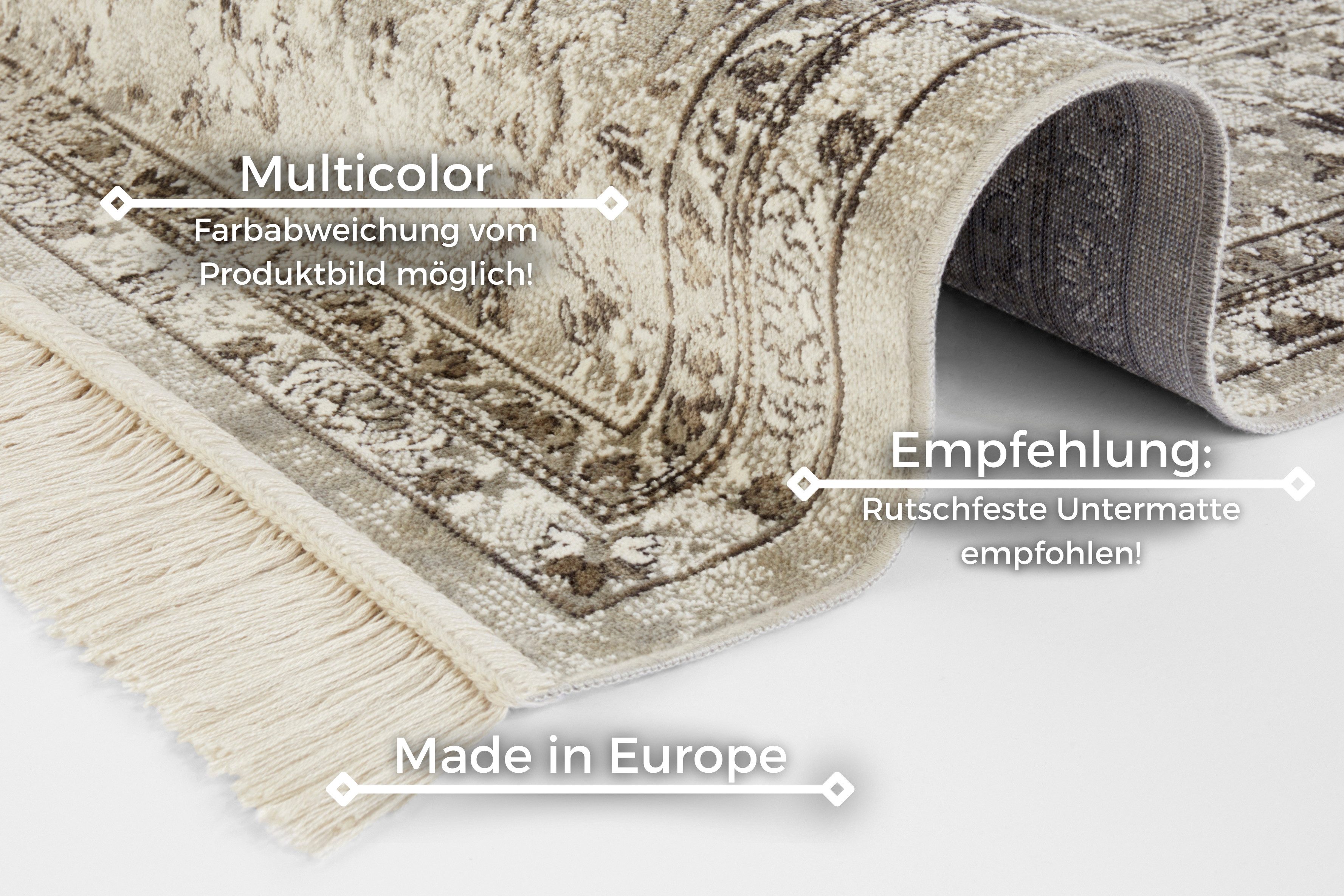 NOURISTAN Vloerkleed Orient Vintage medaillon Oriëntaals met franje, oriënt, woonkamer, slaapkamer, eetkamer