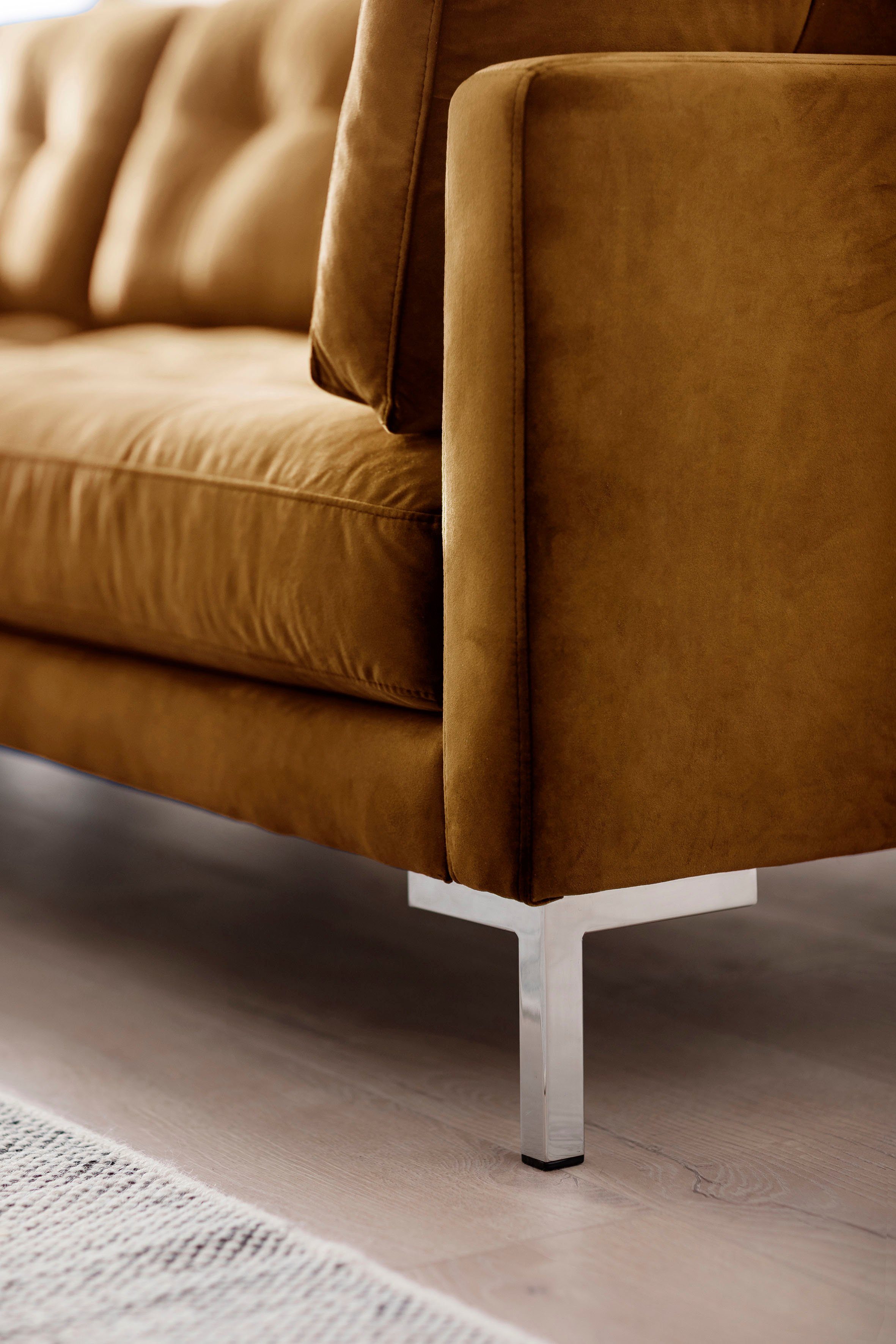 Trends by HG Hoekbank Landau L-vorm in cordstof met metalen voet