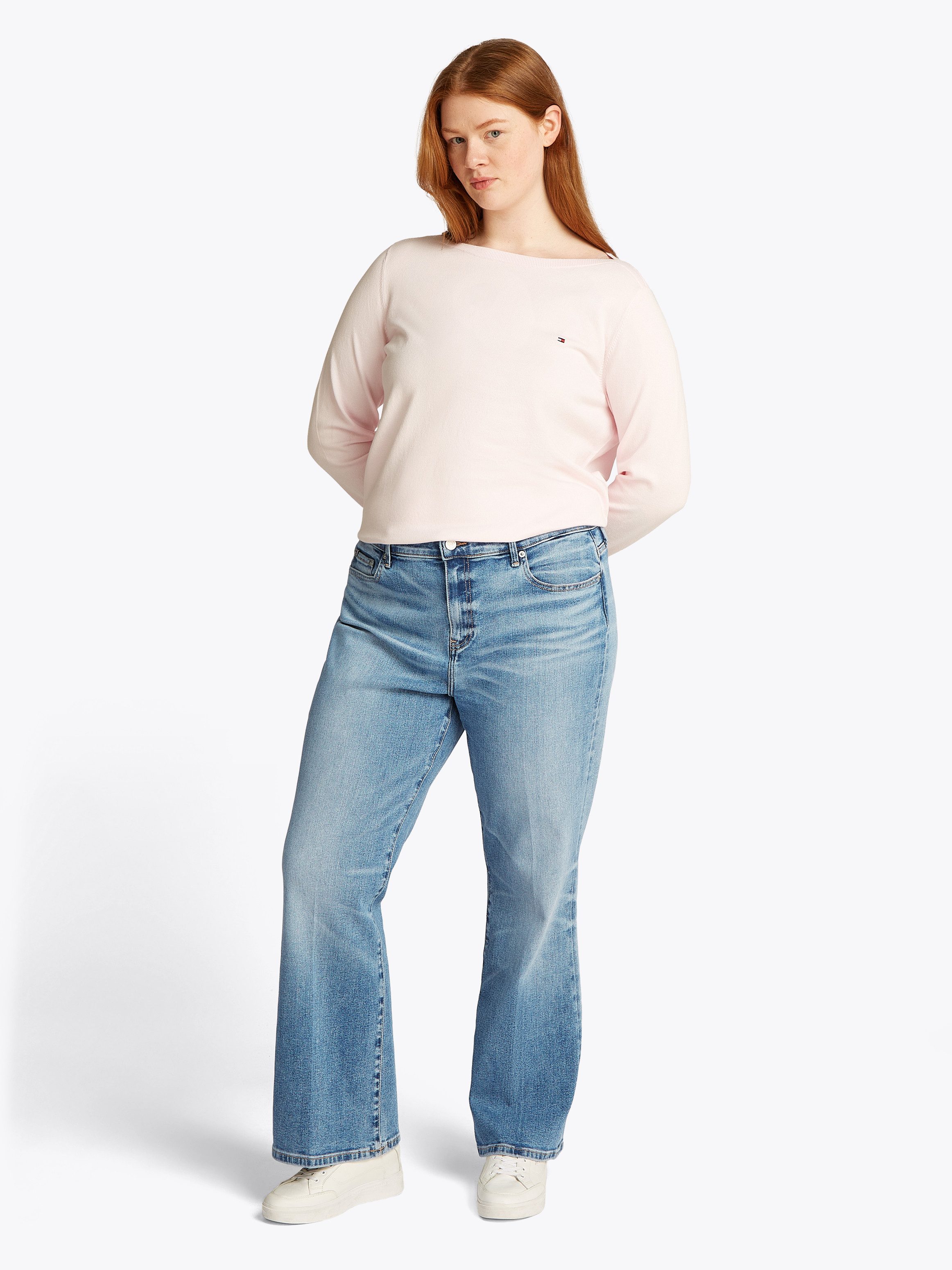 Tommy Hilfiger Curve Bootcut jeans CRV BOOTCUT RW TOBY in grote maten, tommy jeans logo-badge, stoned wash look