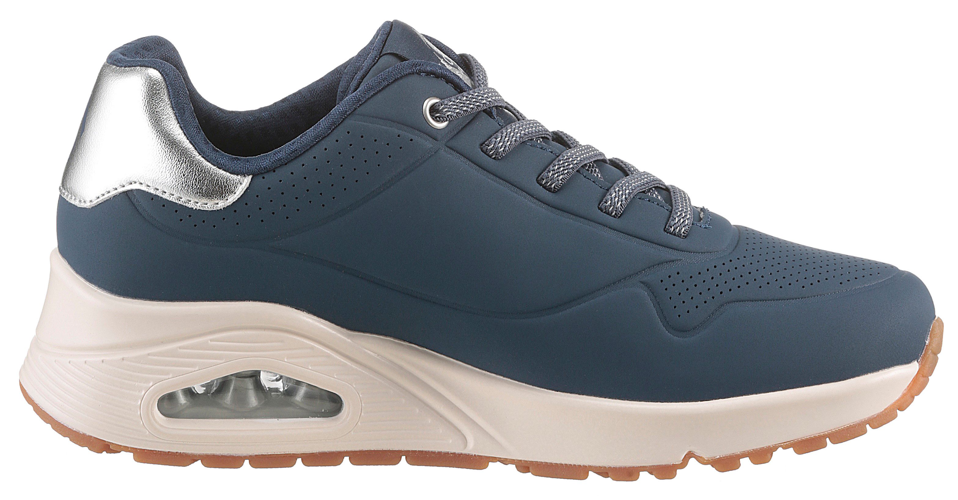 Skechers Slip-on sneakers UNO SHIMMER AWAY Slipper, vrijetijdsschoen, plateau sneaker met modieuze sleehak