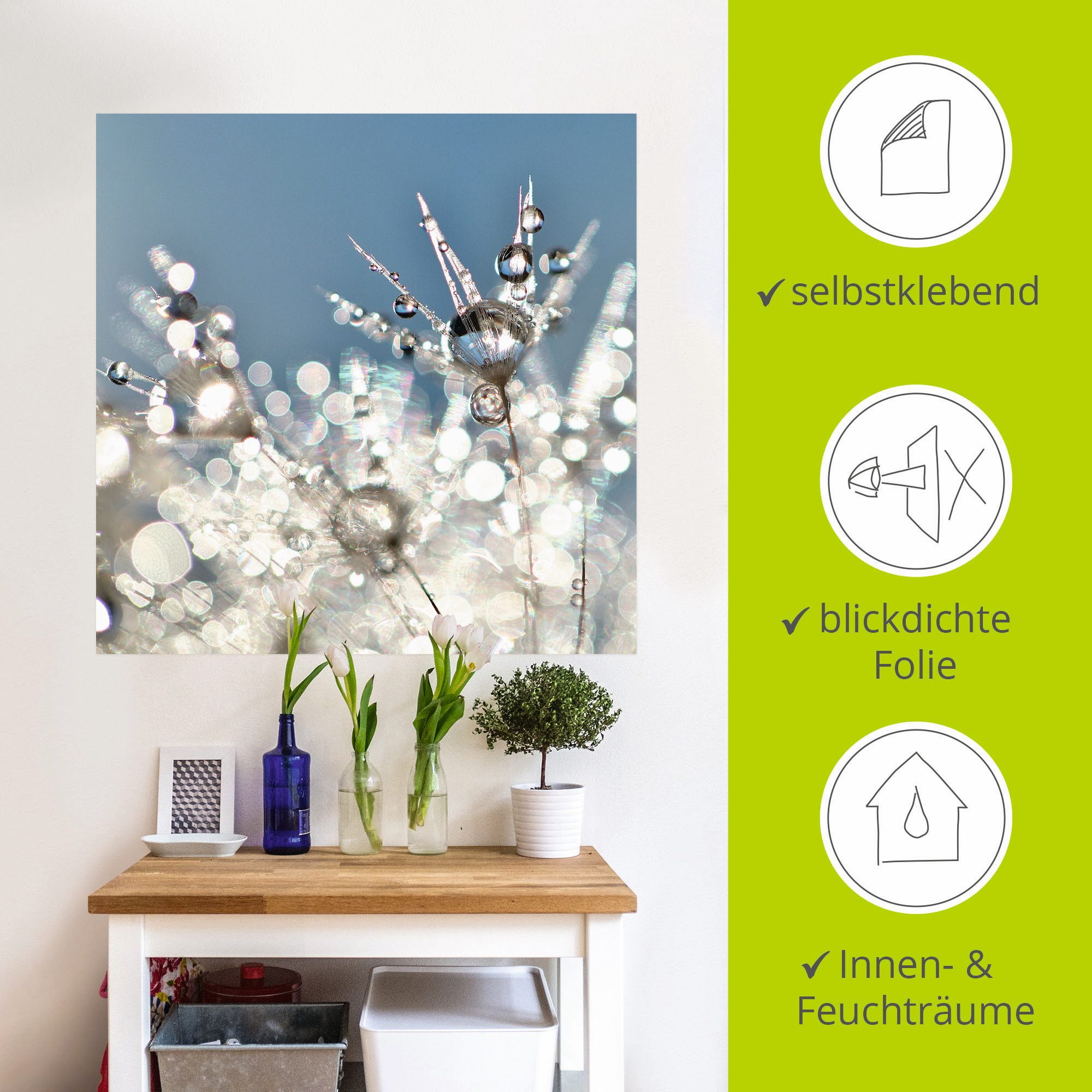 Artland Artprint Pluizenbol druppel abstract als artprint op linnen, poster, muursticker in verschillende maten