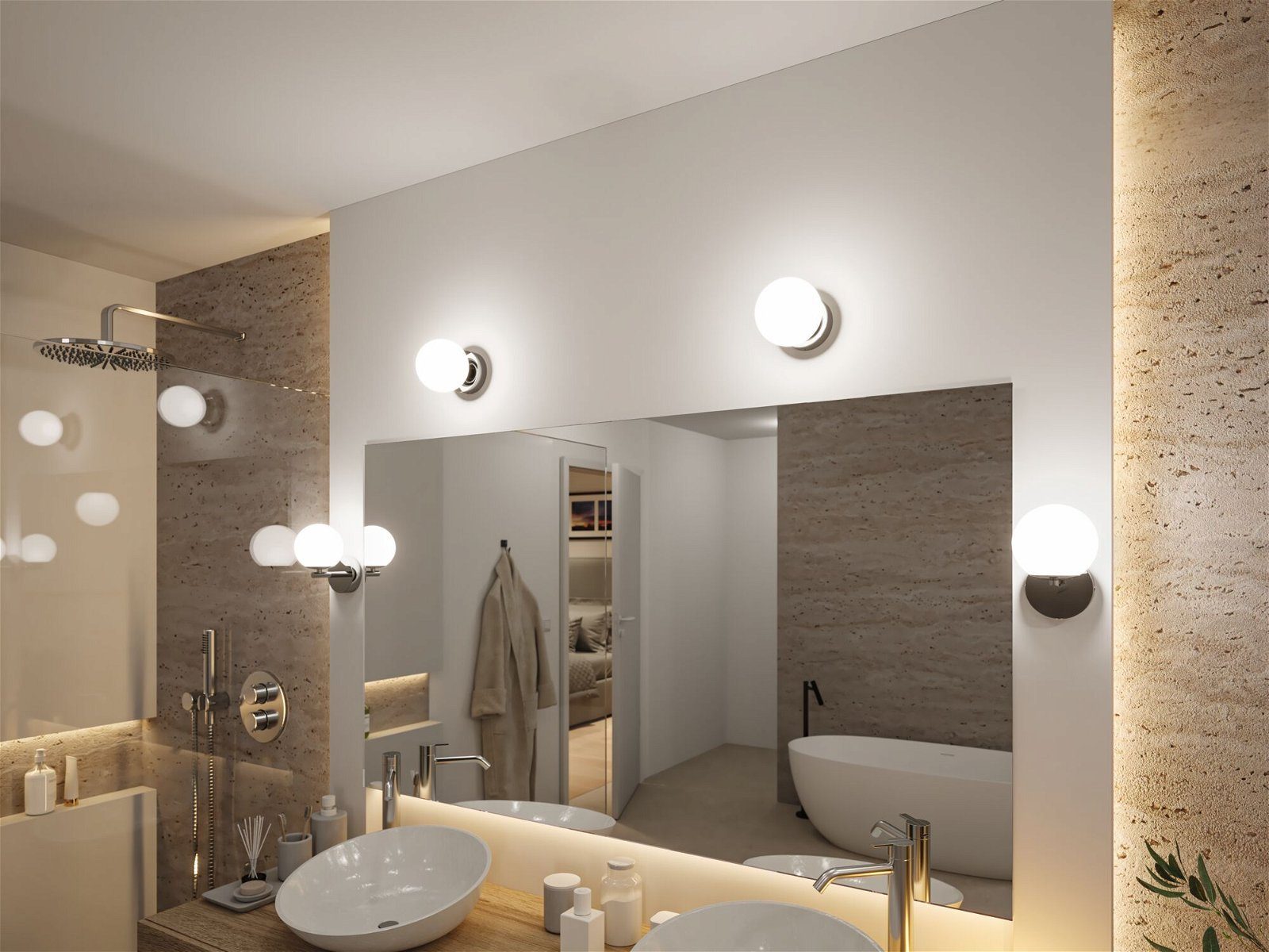 Paulmann Led-wandlamp Selection Bathroom Gove IP44 5W 3000K Satin, Glas/Metaal (1 stuk)