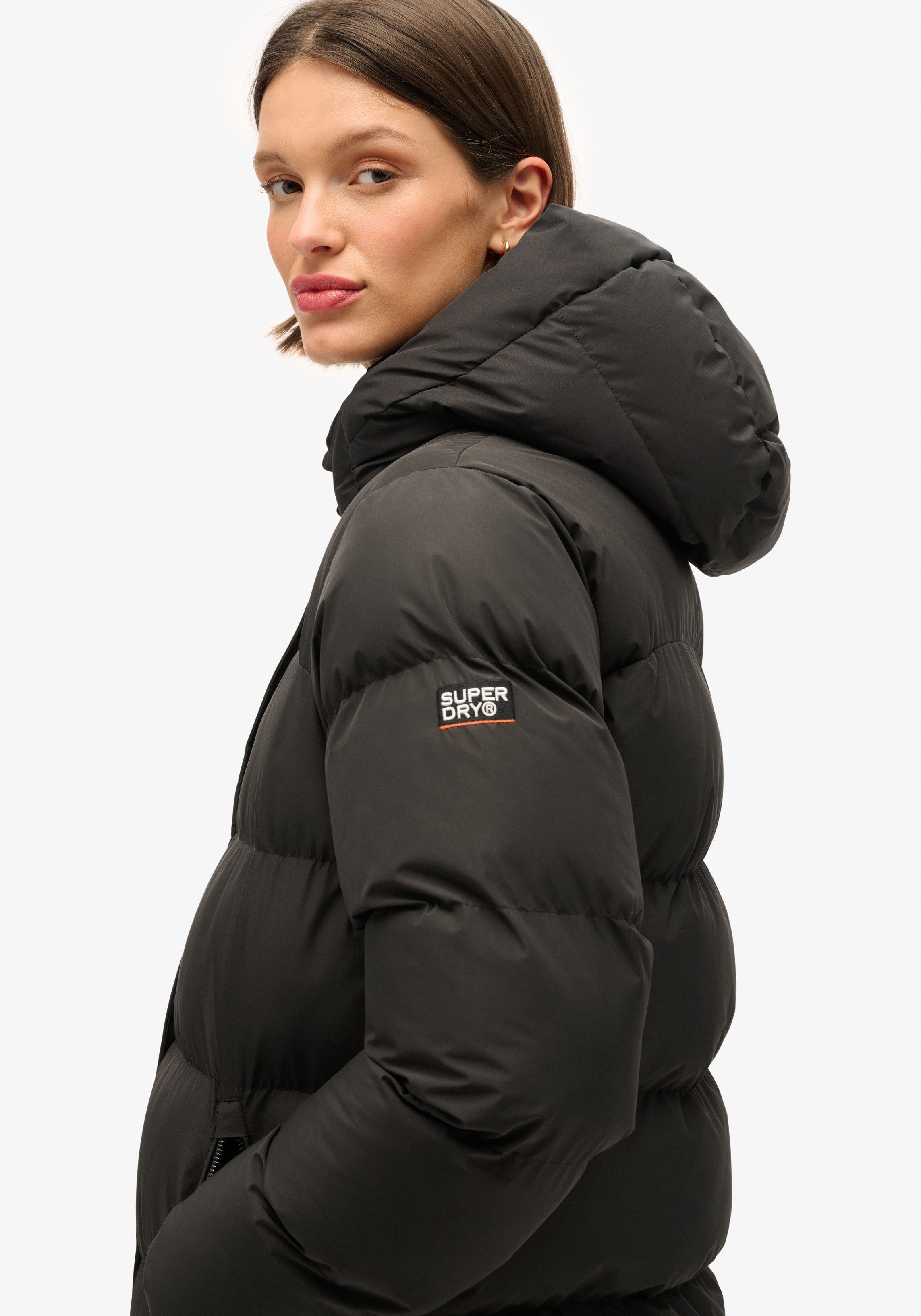 Superdry Gewatteerde jas HOODED LONGLINE SPORTS PUFFER