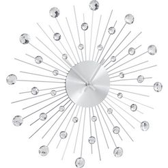 leonique wandklok "universe" xxl, rond, oe 50 cm, met siersteentjes, ideaal in de woonkamer (1-delig) zilver