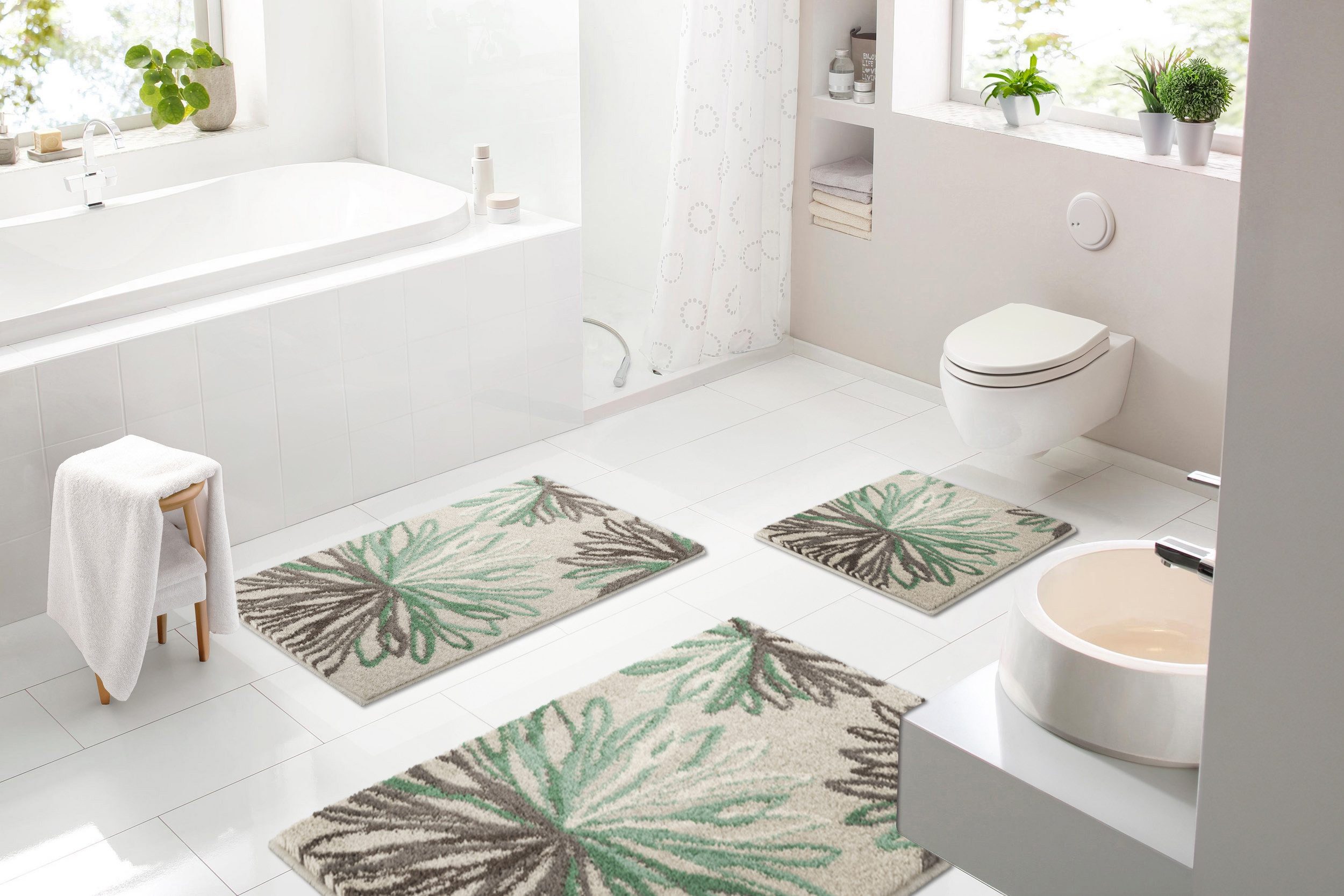 Grund Badmat ART bloemig patroon, elegante badmat (1 stuk)