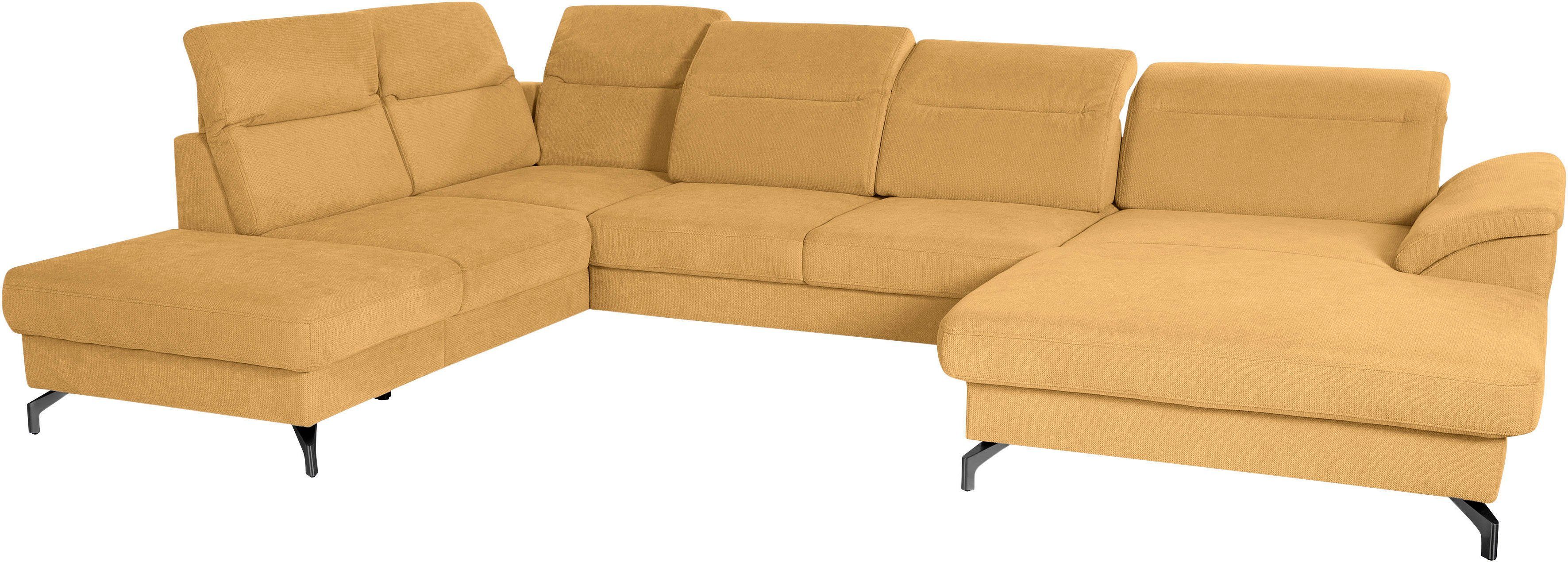 sit&more Zithoek Percy U-vorm 12 cm poothoogte, zitdiepteverstelling, naar keuze in 2 pootkleuren