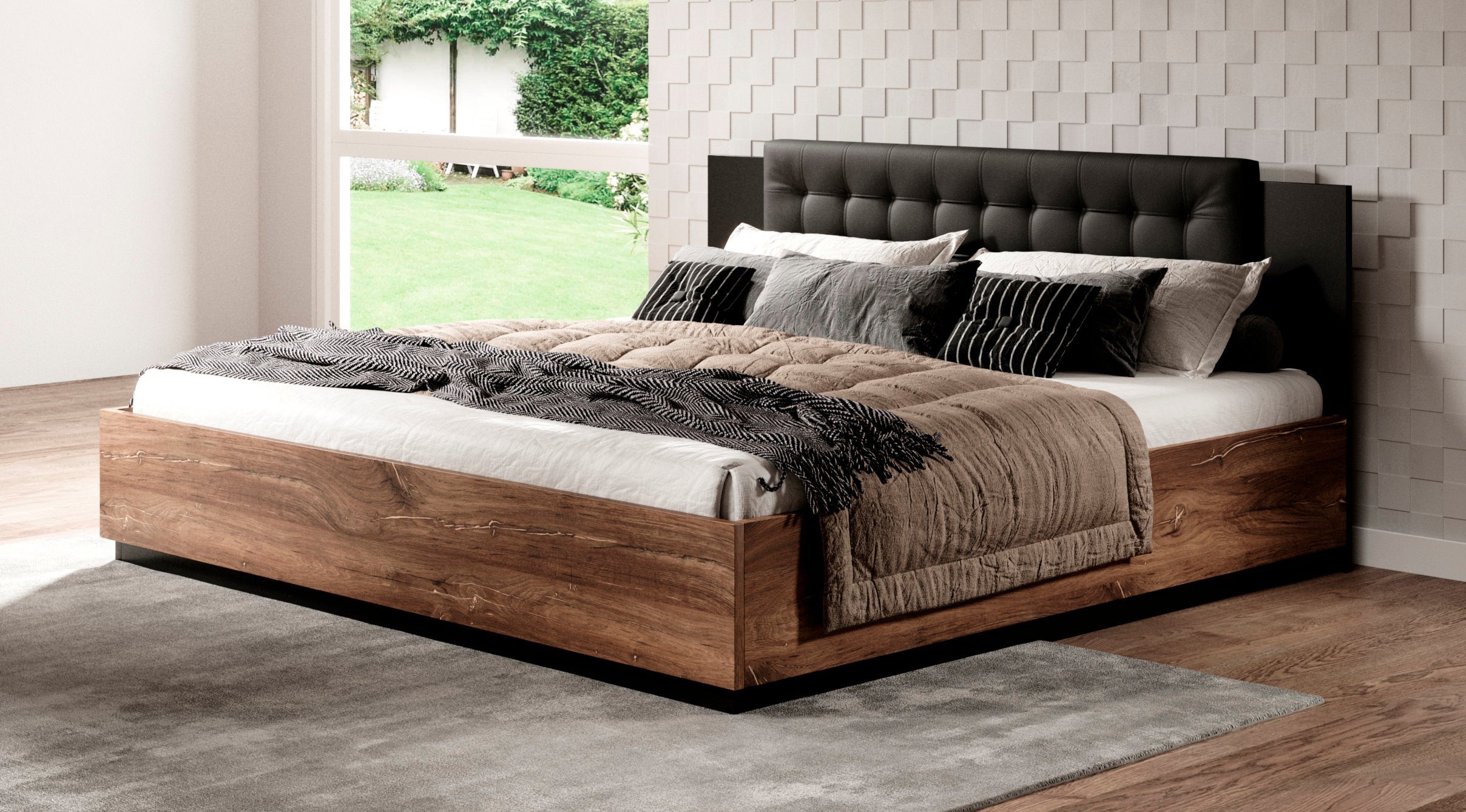 INOSIGN Bedframe Sigma Tweepersoonsbed in twee breedtes met een gepolsterde hoofdeinde