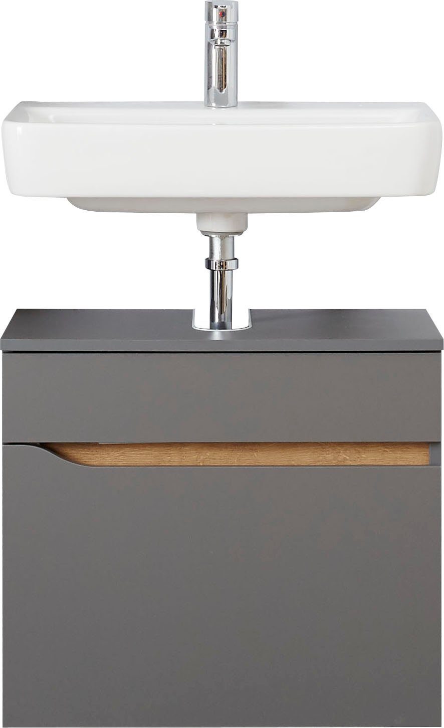 Saphir Wastafelonderkast Quickset onderkast, 60 cm breed, 1 lade Wastafelonderkast met sifonuitsparing, zonder wasbak, greeploos