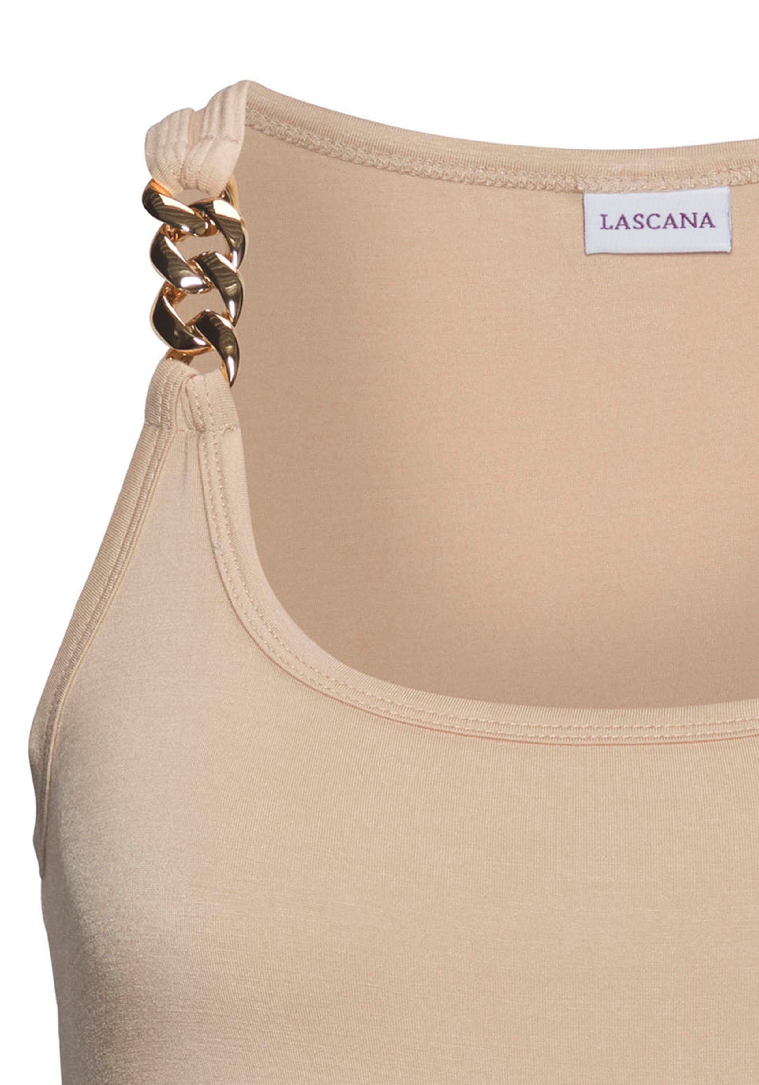 Lascana Tanktop met kettingdetails aan de banden, figuurvormend jersey top