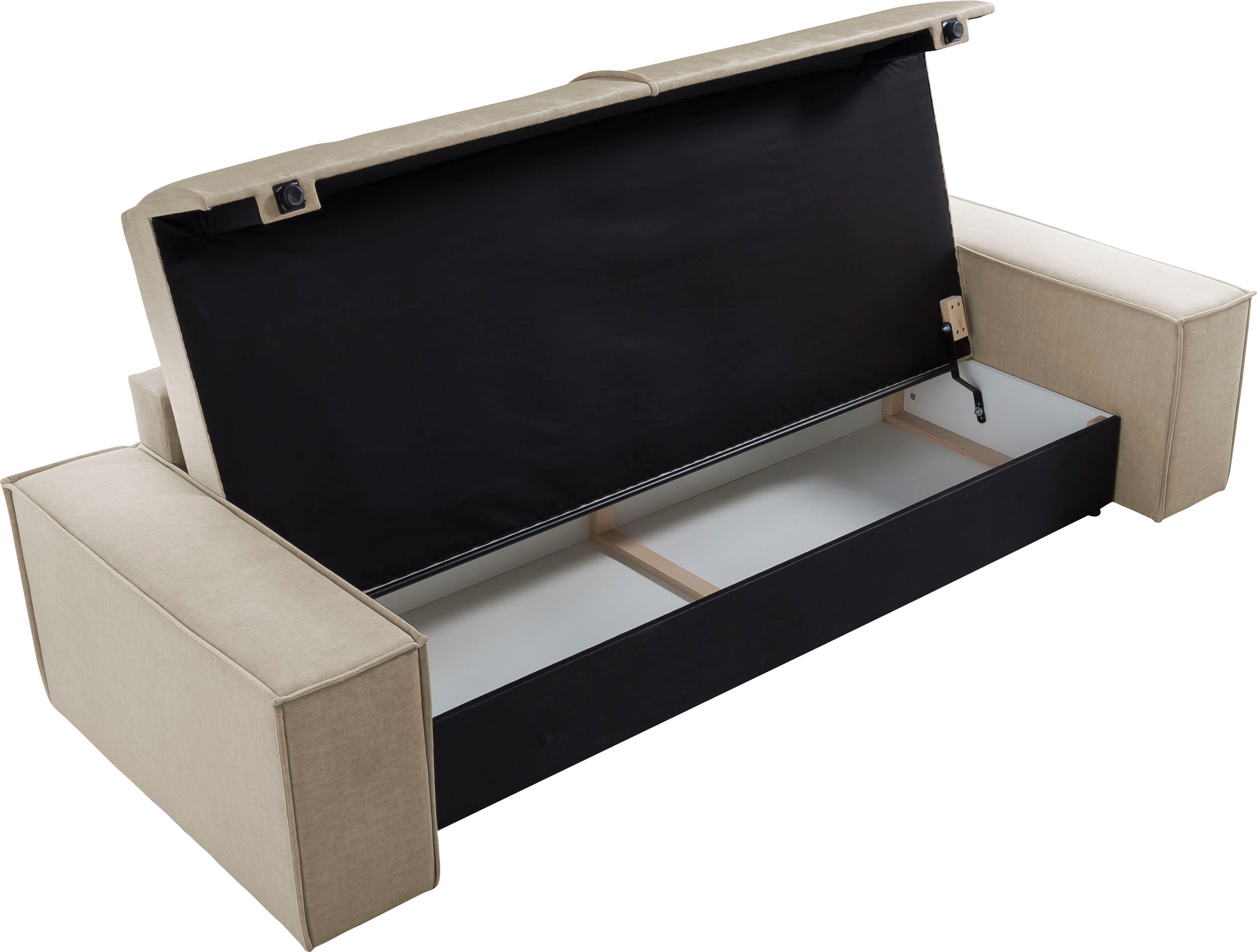 Home affaire 3-zitsbank SHERWOOD slaapbank (257 cm) ribfluweel, velours, vintage lederlook