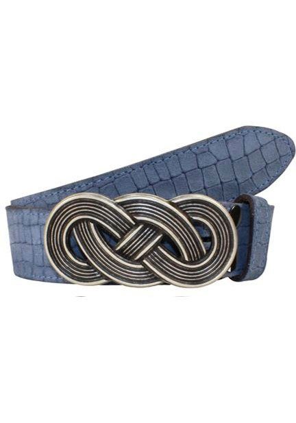 RETTUNGSRING by showroom 019° Leren riem met verwisselbare sluiting "acht in de cirkel" dames brede riemen maat 80 blauw
