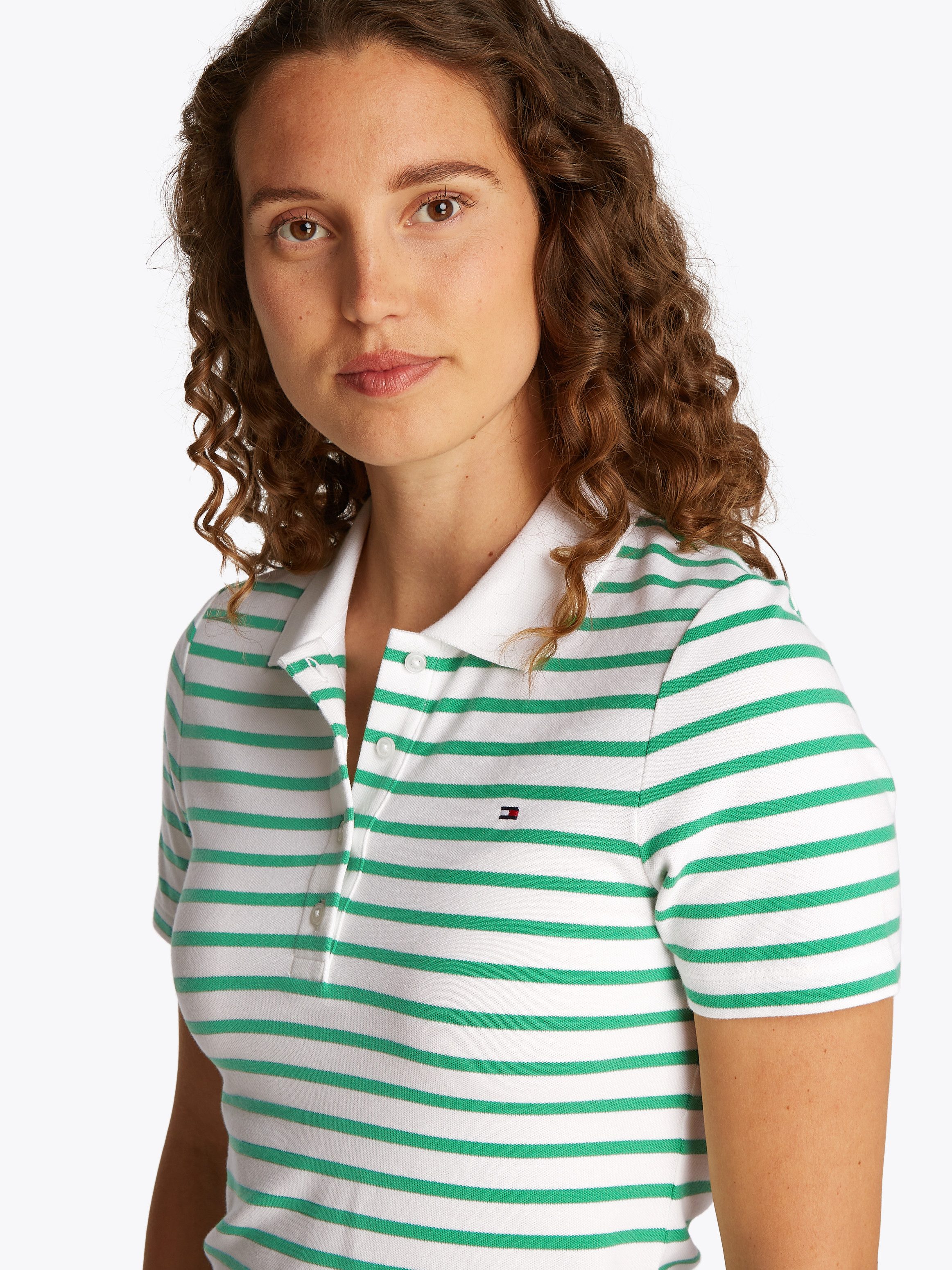 Tommy Hilfiger Poloshirt 1985 Slim Fit Pique Premium met logo-borduursel, met zijsplitten