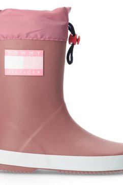 tommy hilfiger regenlaarzen antiwue rose rain boot met opgestikt logo roze