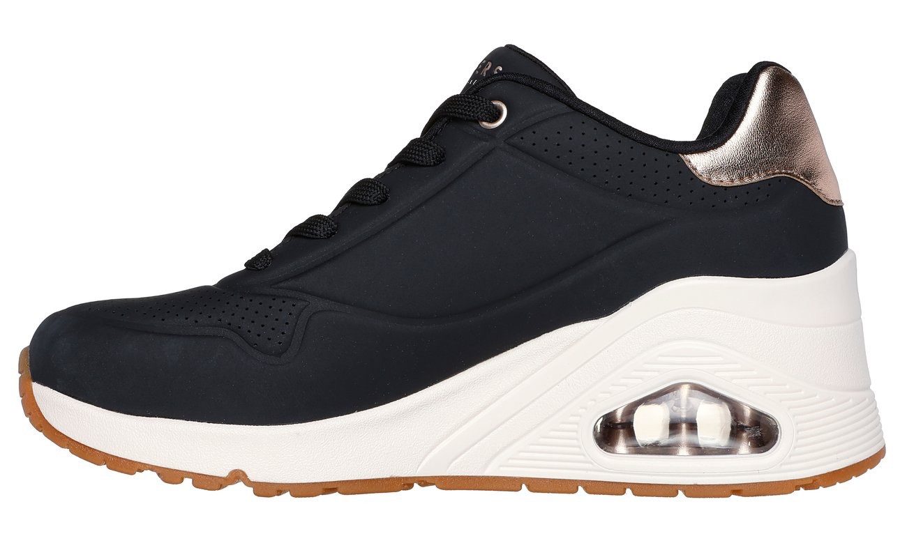 Skechers Sneakers UNO WEDGE-HI STEPS , wedge sneaker, veterschoen met air-cooled memory foam