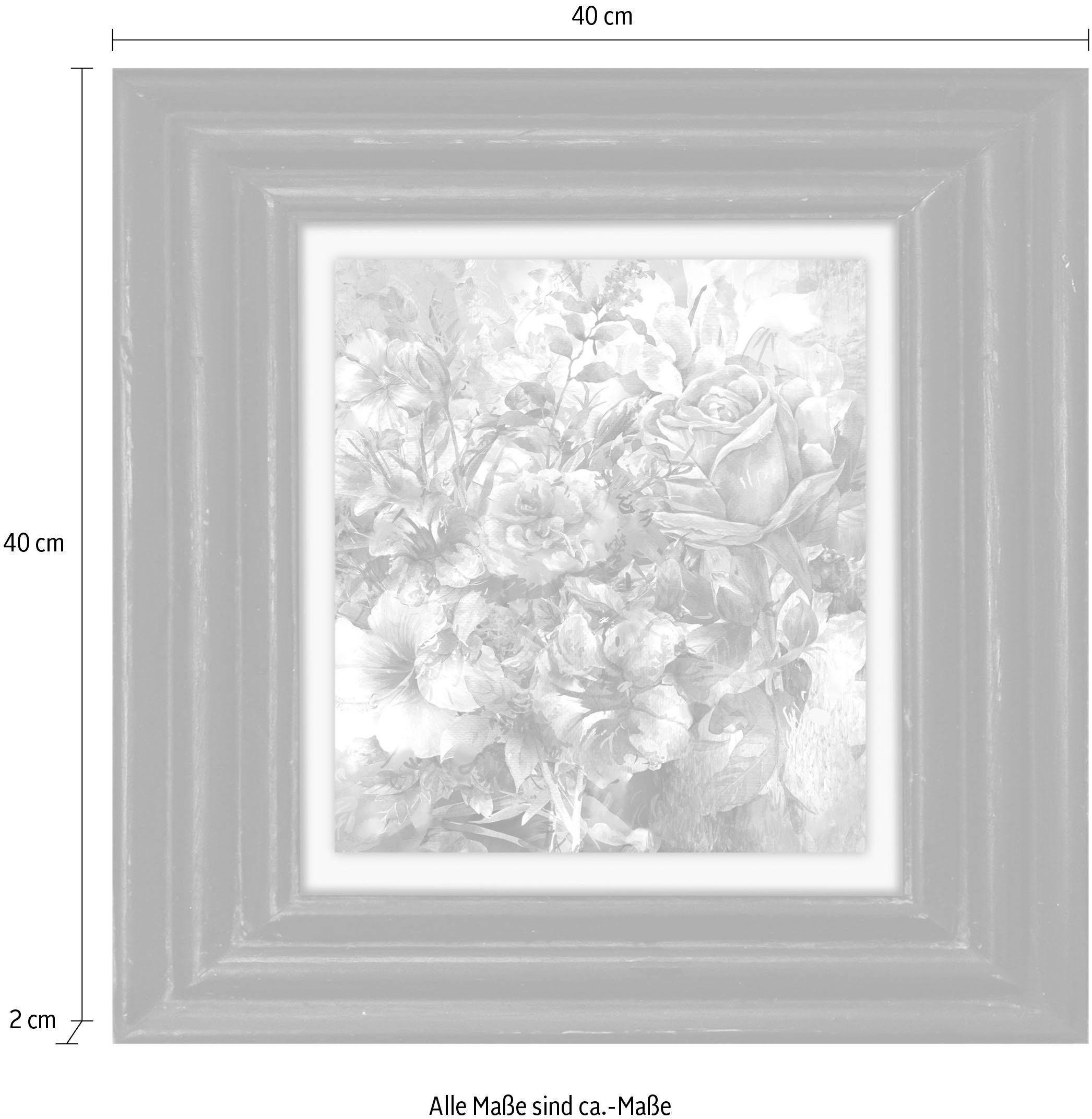 queence Artprint op linnen Bloemen Premium canvasstof, handgemaakt in Duitsland, 40x40cm