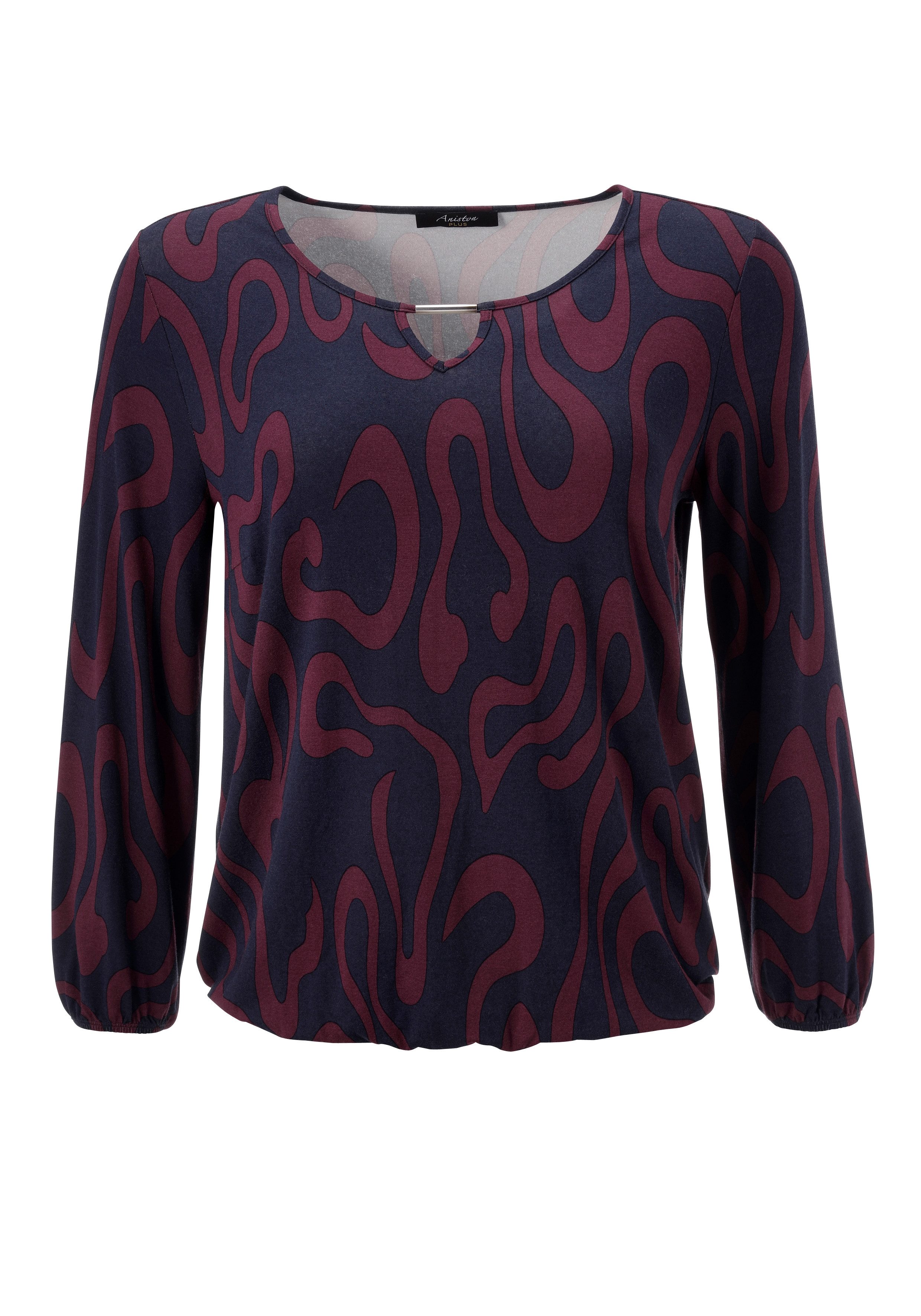 Aniston PLUS Shirt met lange mouwen met groot grafisch druk