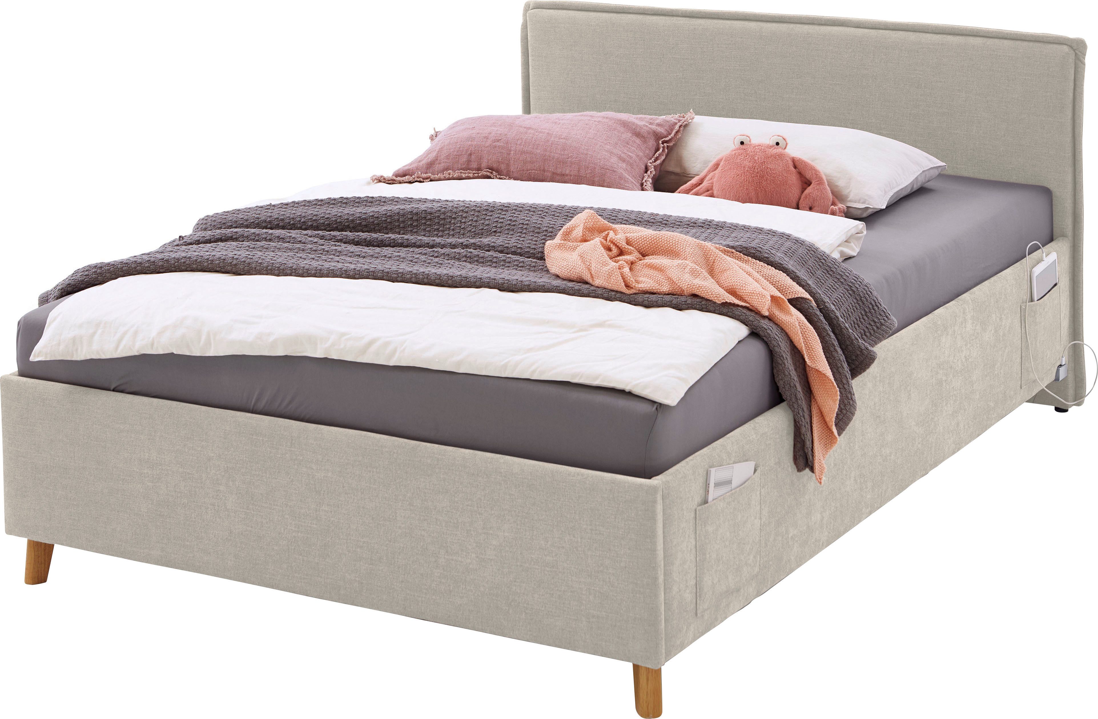 meise.möbel Kinderledikant Fun Bekleed bed naar keuze met bedkist, tienerbed inclusief USB-aansluiting