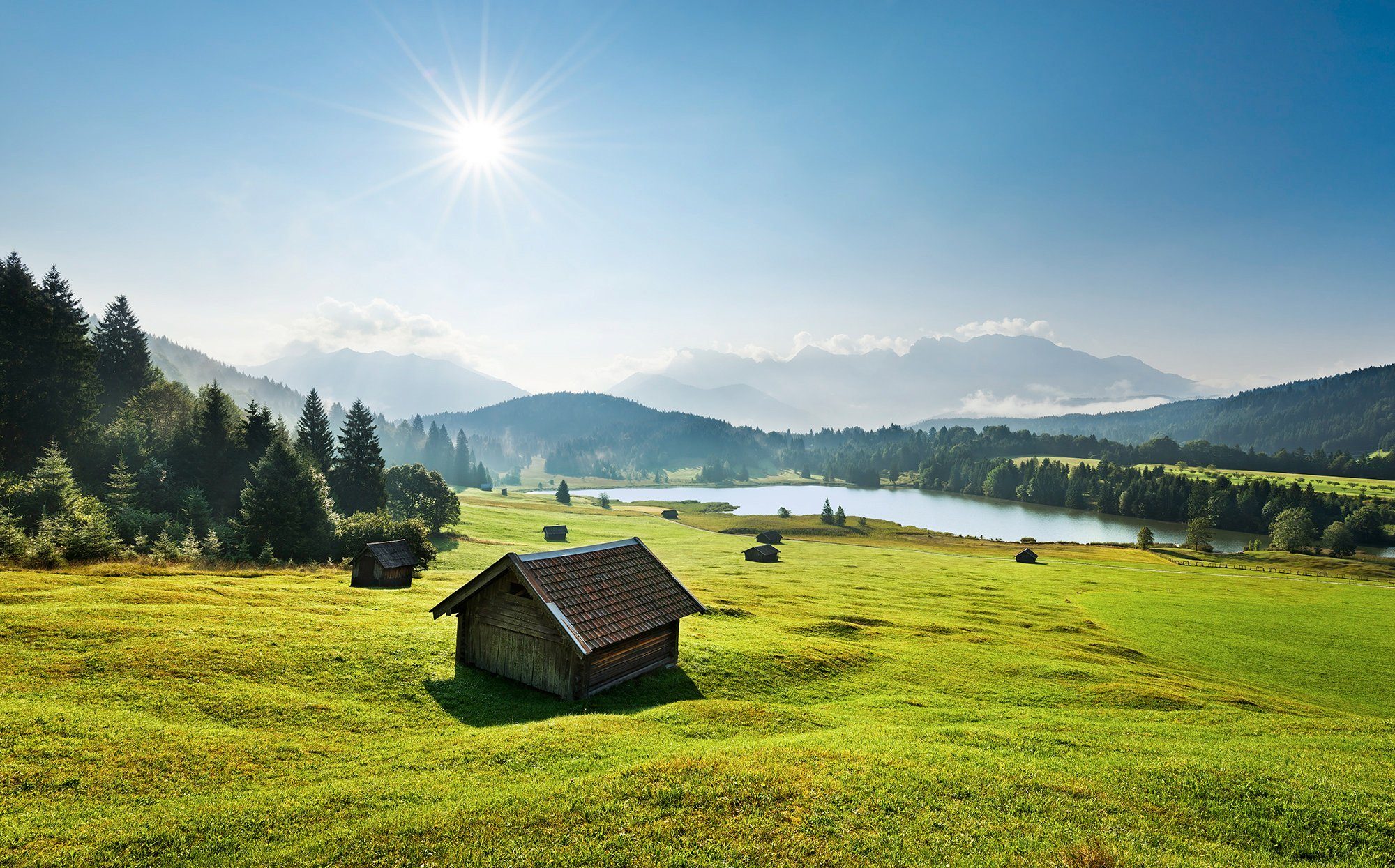 Komar fotobehang Bergwiese vor Karwendel