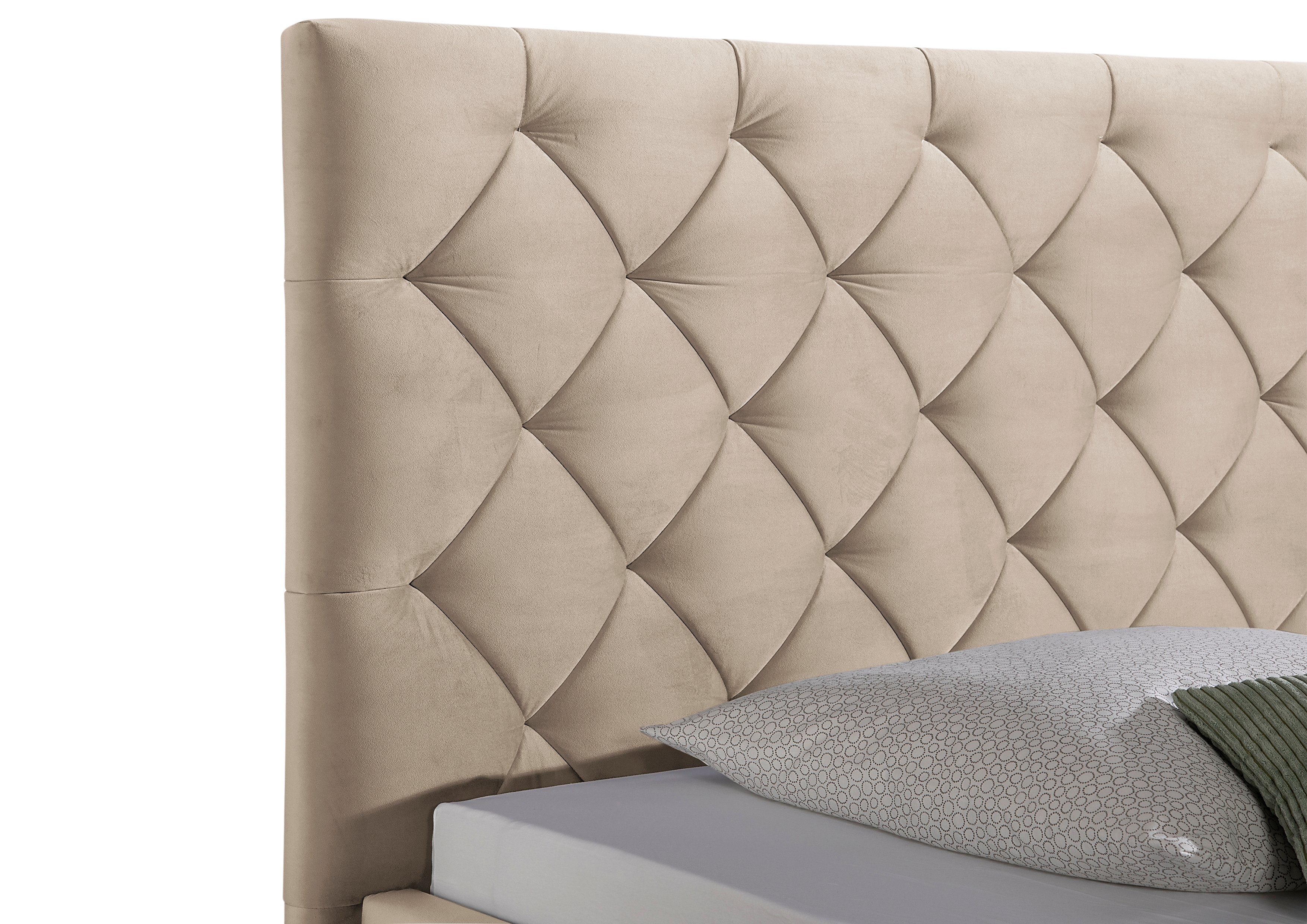 Guido Maria Kretschmer Home&Living Gestoffeerd bed Sunley 140 Kruisstiksel, hoofdbordhoogte 142 cm, zonder of met matras/lattenbodem