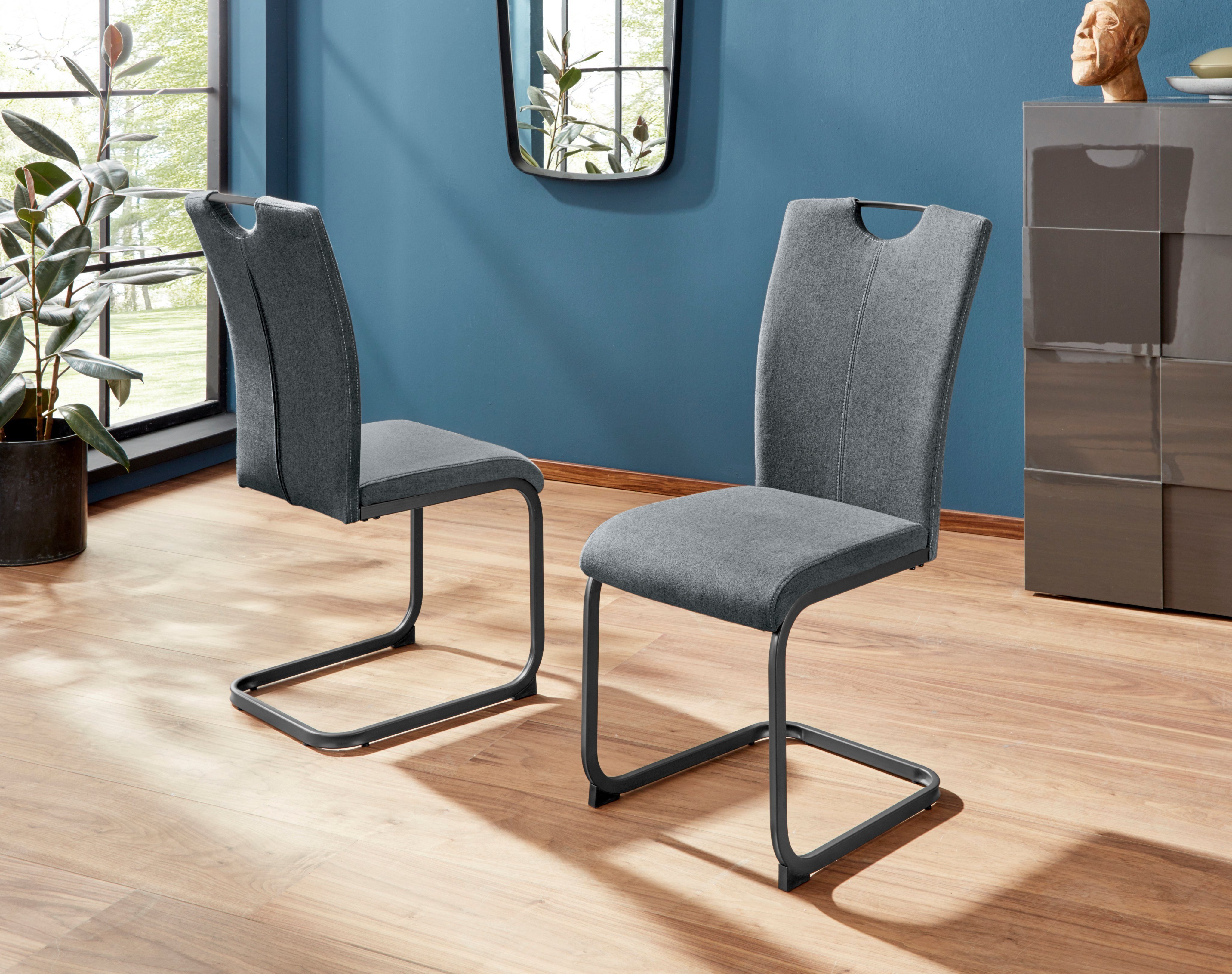 Homexperts Eetkamerstoel Viva (set van 2 of 4), overtrekstof in weefstof, metalen frame in antraciet (set)