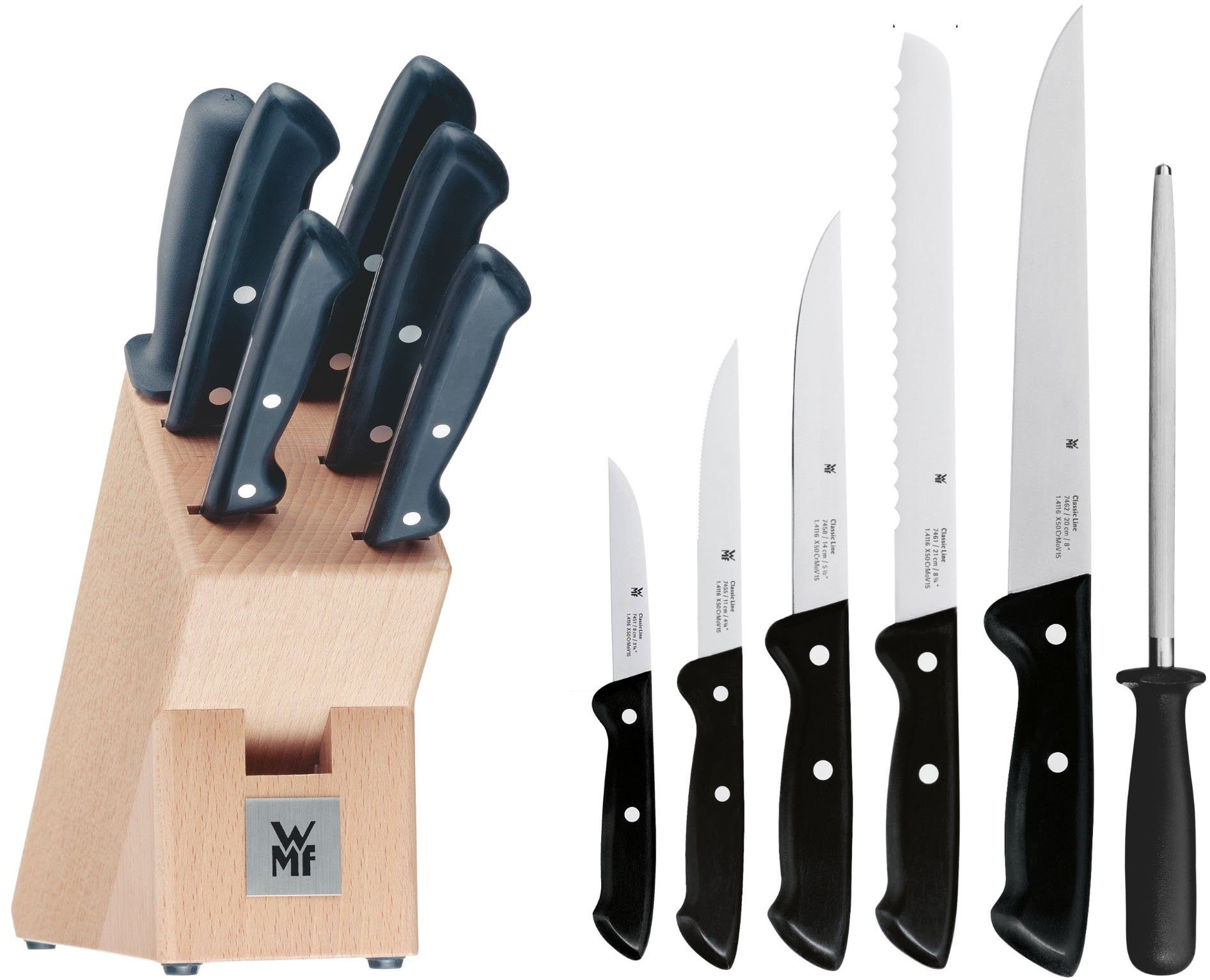 WMF Messenblok Classic Line Lemmeten van speciaal messenstaal (set, 7-delig)