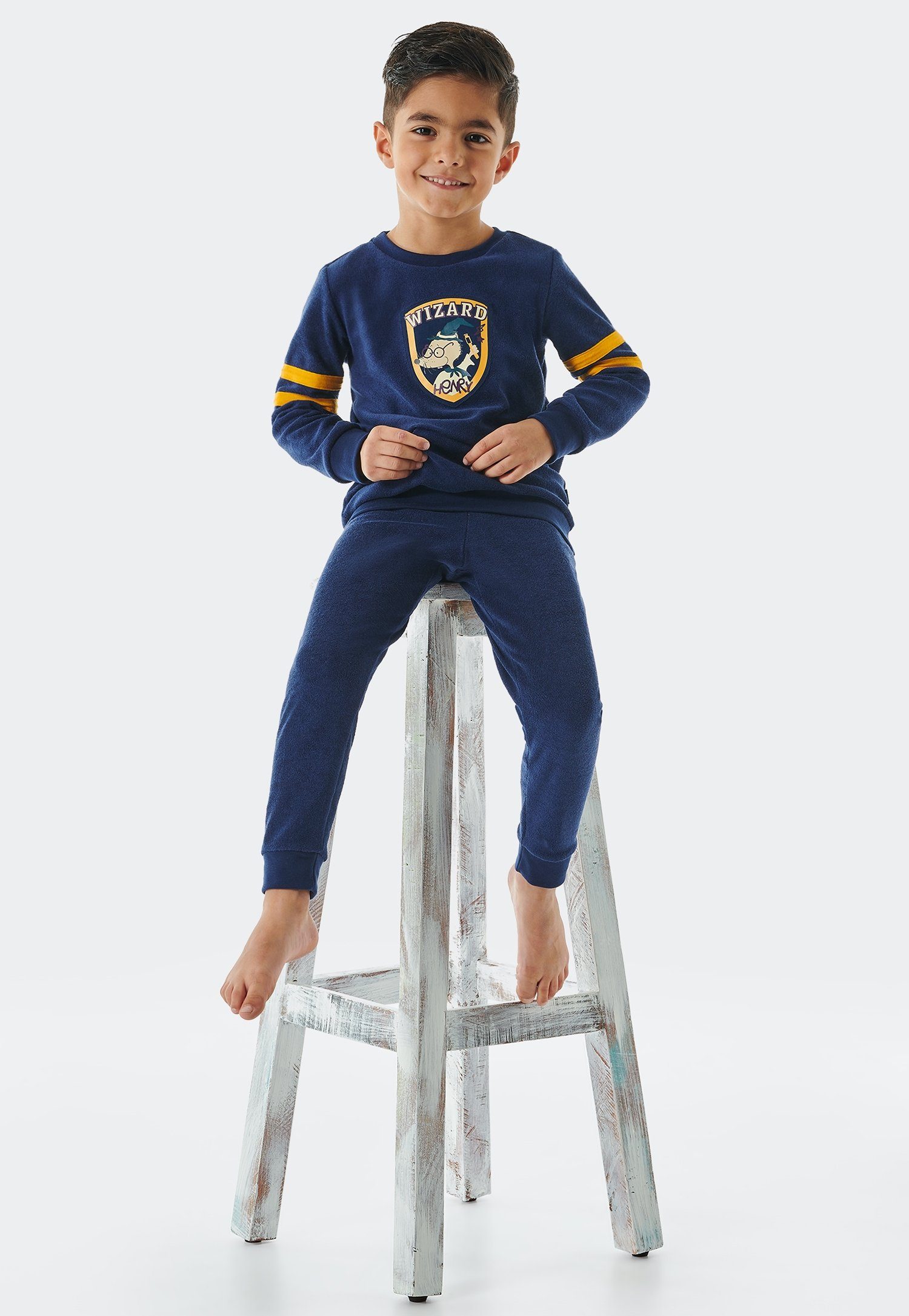 Schiesser Pyjama Rat Henry met trendy college-print (set, 2-delig)