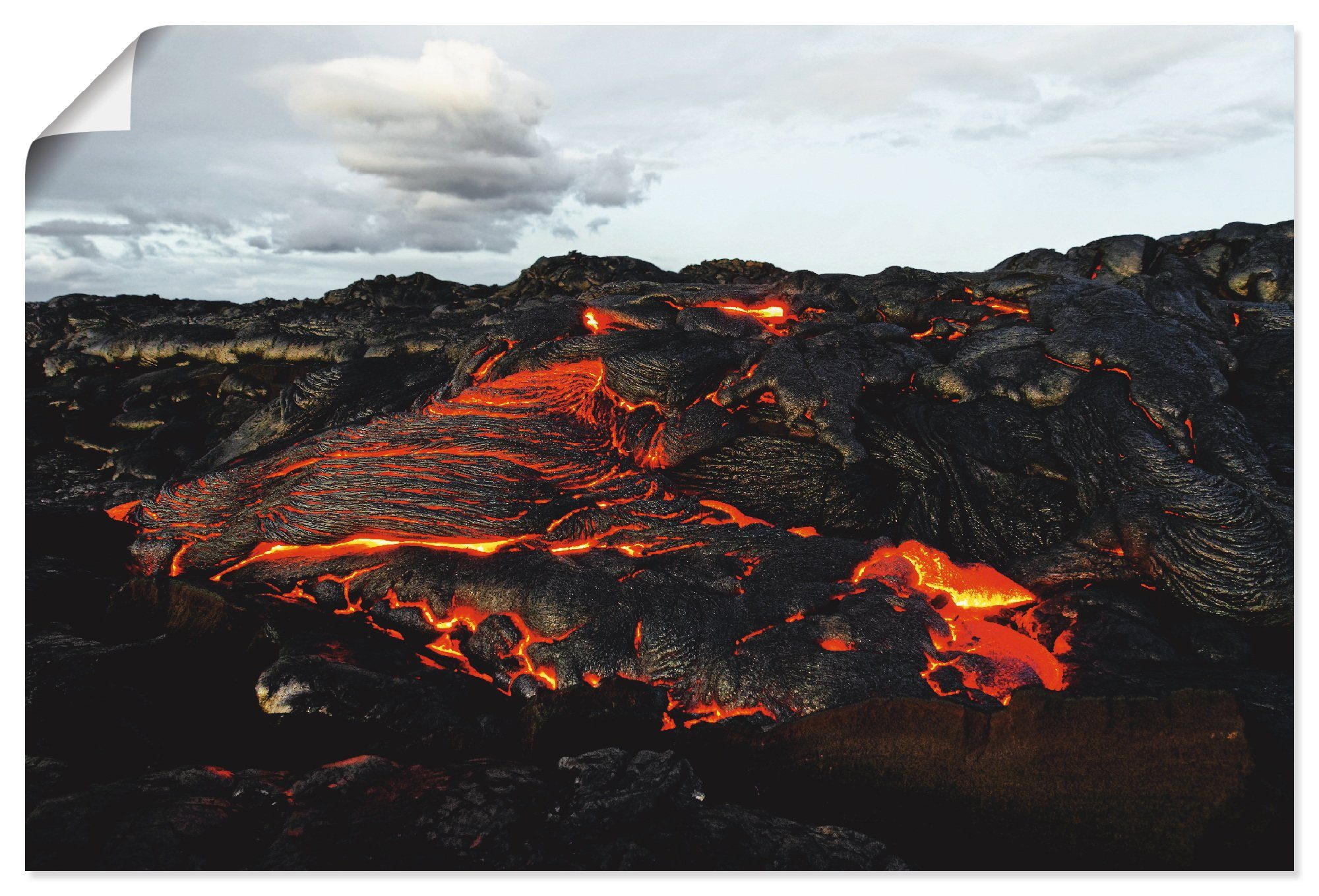 Artland Artprint Hawaï lava komt uit een spleet in de aarde in vele afmetingen & productsoorten - artprint van aluminium / artprint voor buiten, artprint op linnen, poster, muursti