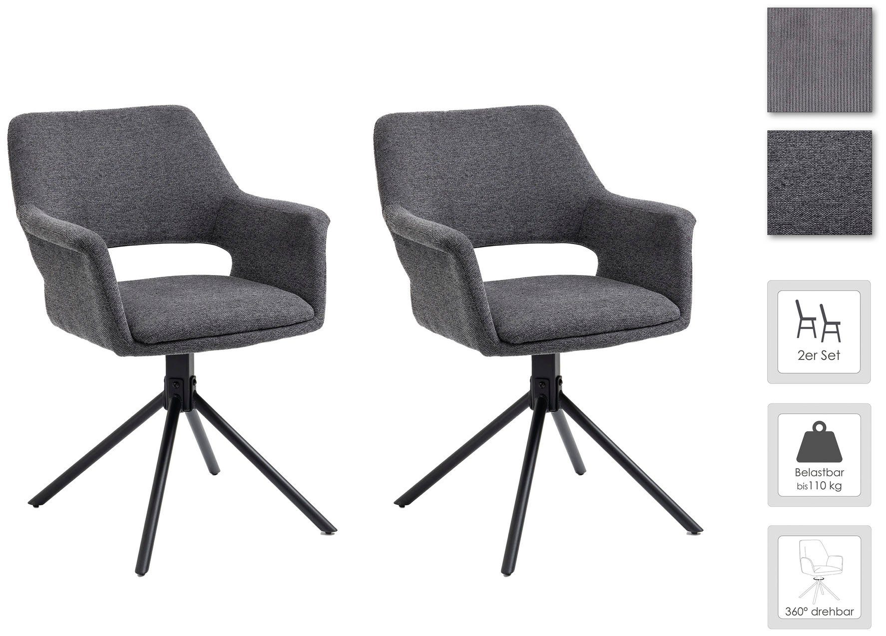 byLIVING Eetkamerstoel Elenore 360° draaibaar (set, 2 stuks)