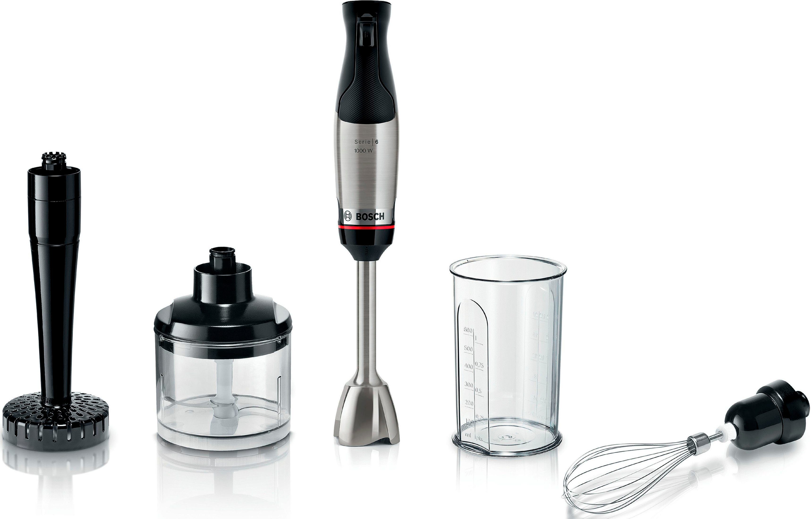 BOSCH Staafmixer ErgoMaster Serie 6 MSM6M623, 4 messen, mixvoet roestvrij staal, zwart