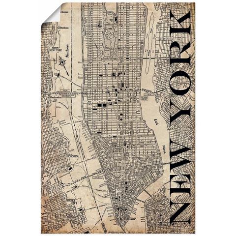 Artland artprint New York Karte Straßen Karte Grunge