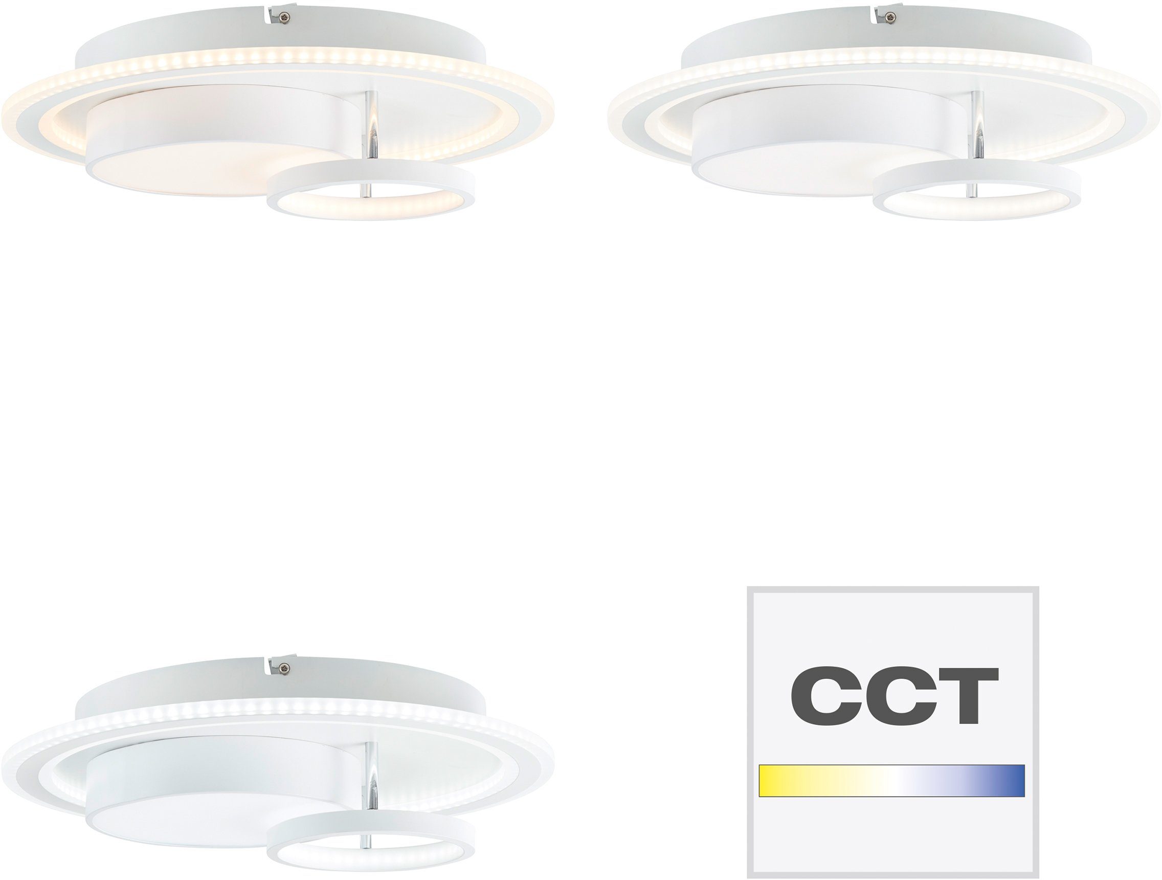 Brilliant Leuchten Led-plafondlamp Sigune Ø 40 cm, dimbaar, CCT, 4800 lm, afstandsbediening, metaal, wit/zwart (1 stuk)