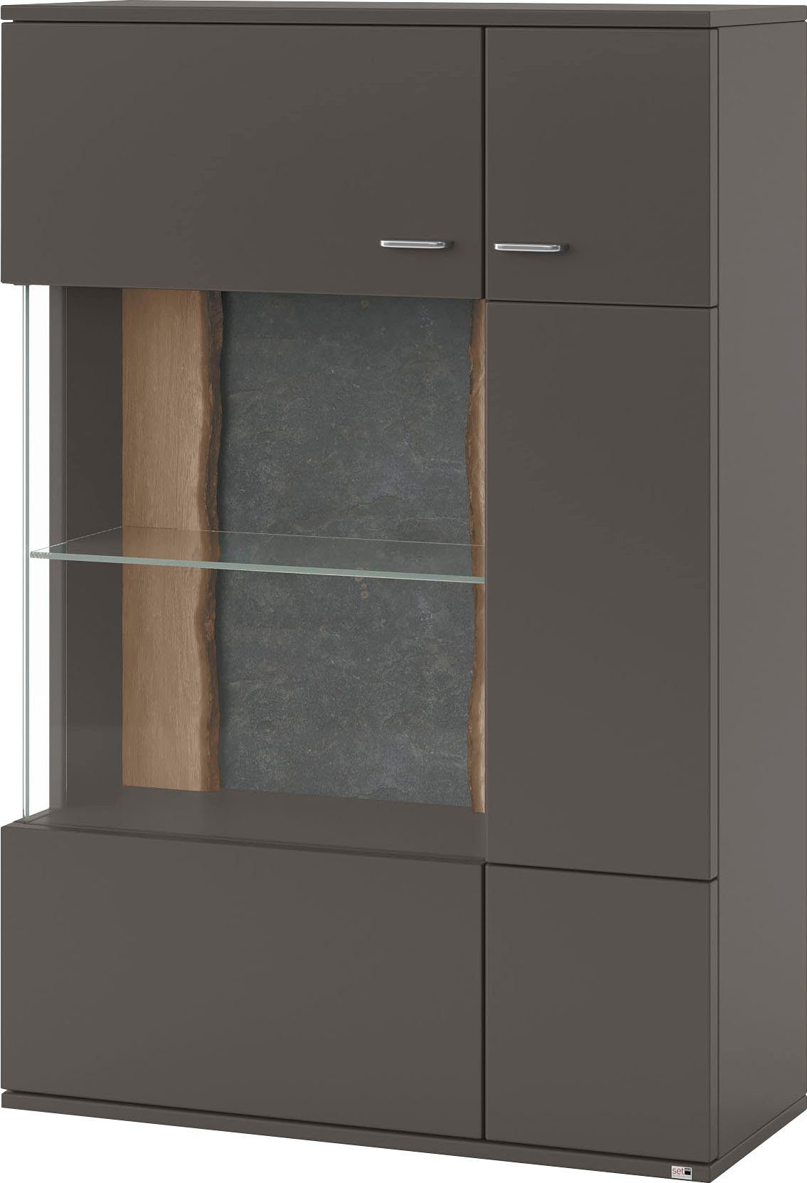 set one by Musterring Vitrinekast Tacoma Type 03/04, hoogte 143,4 cm, met getinte glasdeur