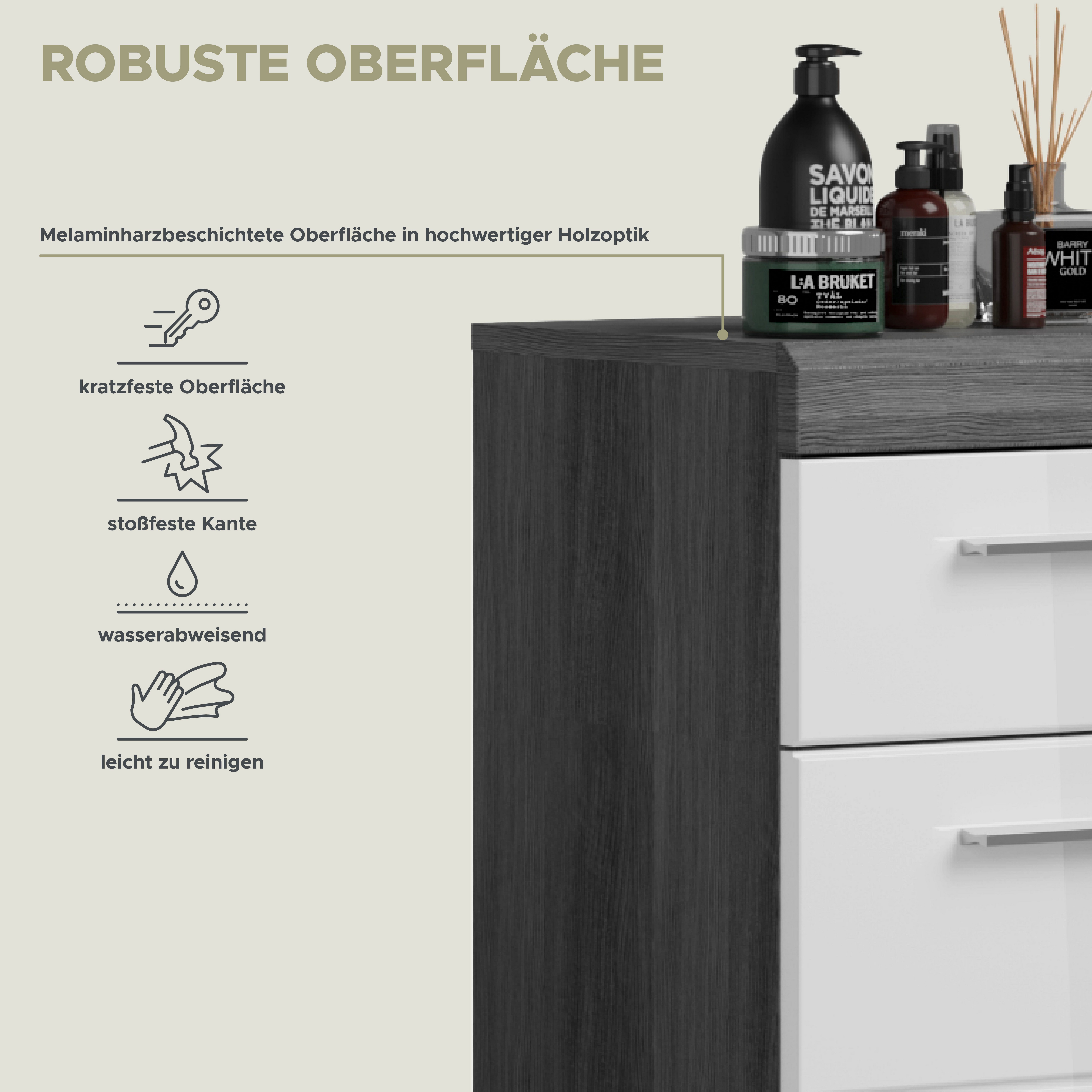 INOSIGN Onderkast Siena, breedte 37 cm, 1 deur, 1 lade, 2 vakken, MDF-front in verschillende kleuren verkrijgbaar, badkamermeubels, badkamerkast, commode, badkamer (1 stuk)