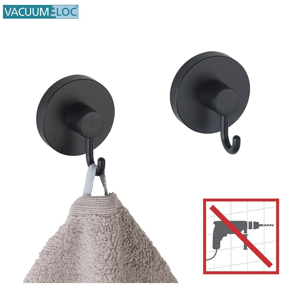 WENKO Wandhaak Vacuüm-Loc® Bevestigen zonder boren (2 stuks)