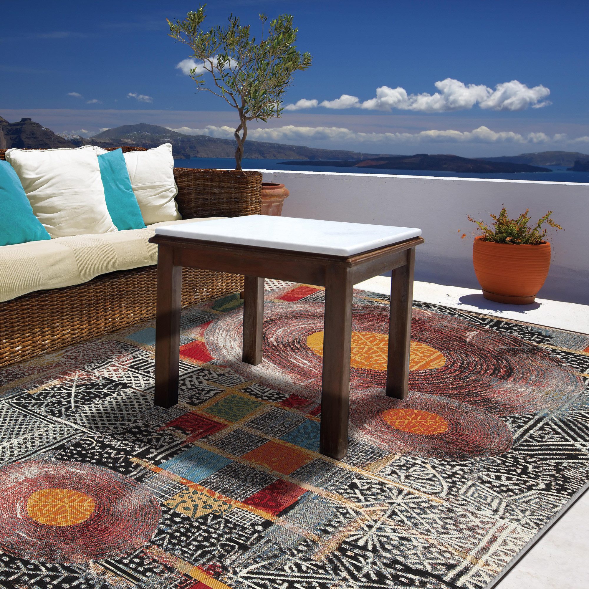 Gino Falcone Vloerkleed Outdoor-Africa 36 Platweefsel, geschikt voor binnen en buiten, woonkamer