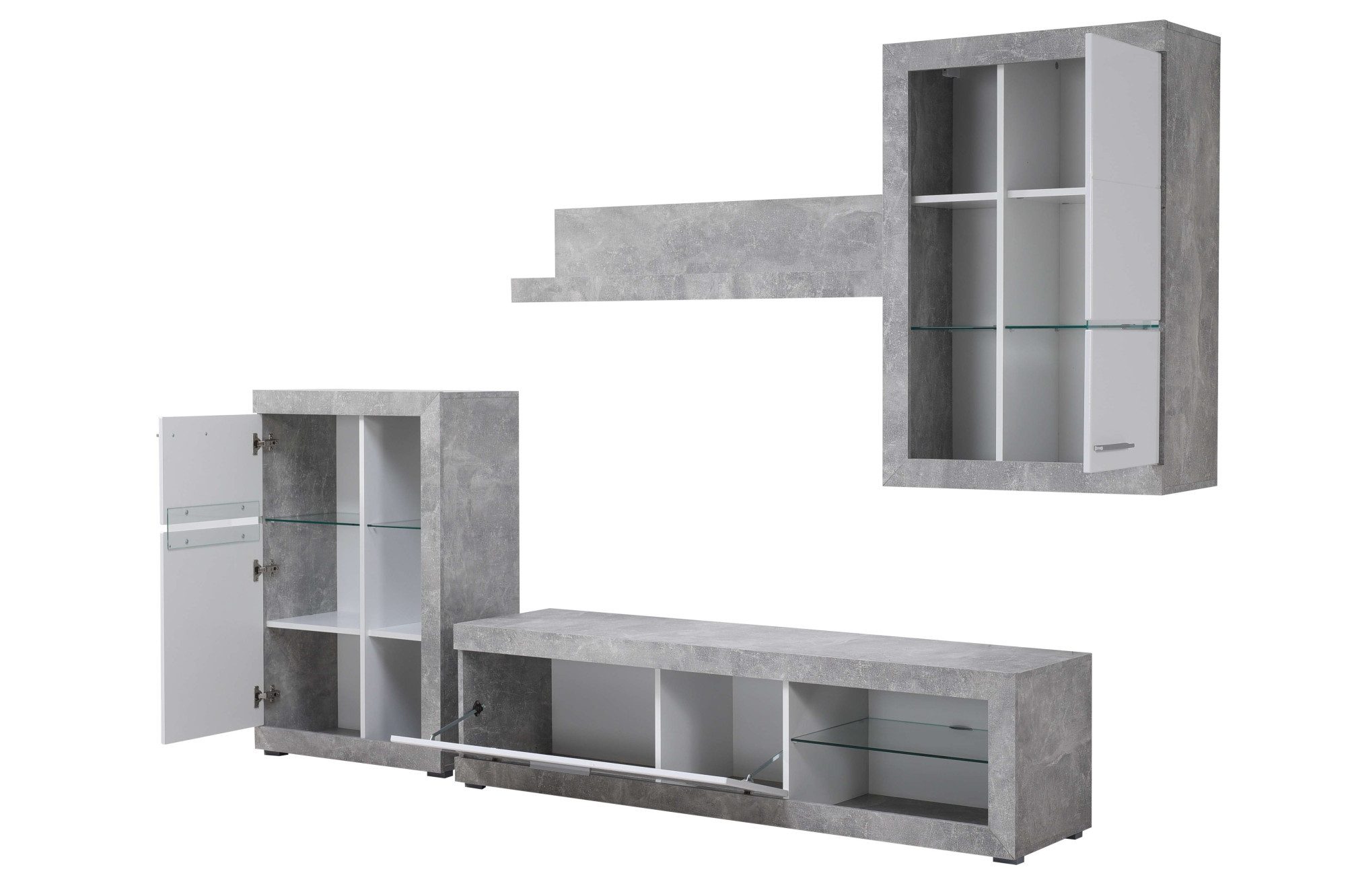 INOSIGN Woonkamerset Rosso woonwand, mediawand, aanbouwwand, voor TV tot 60', breedte 267 cm (complete set, 4-delig)