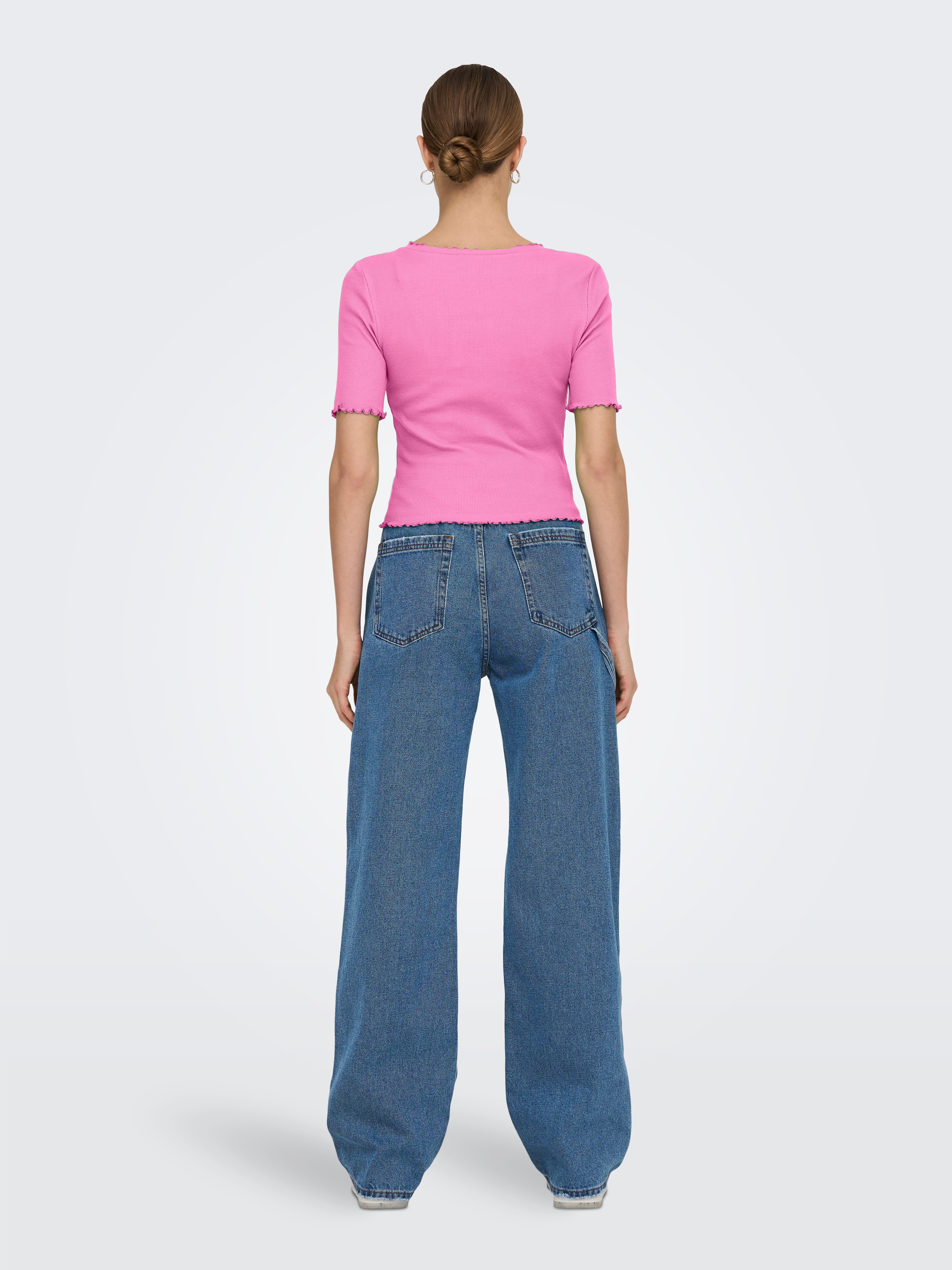 Only Shirt met korte mouwen ONLLAILA S/S BUTTON TOP JRS