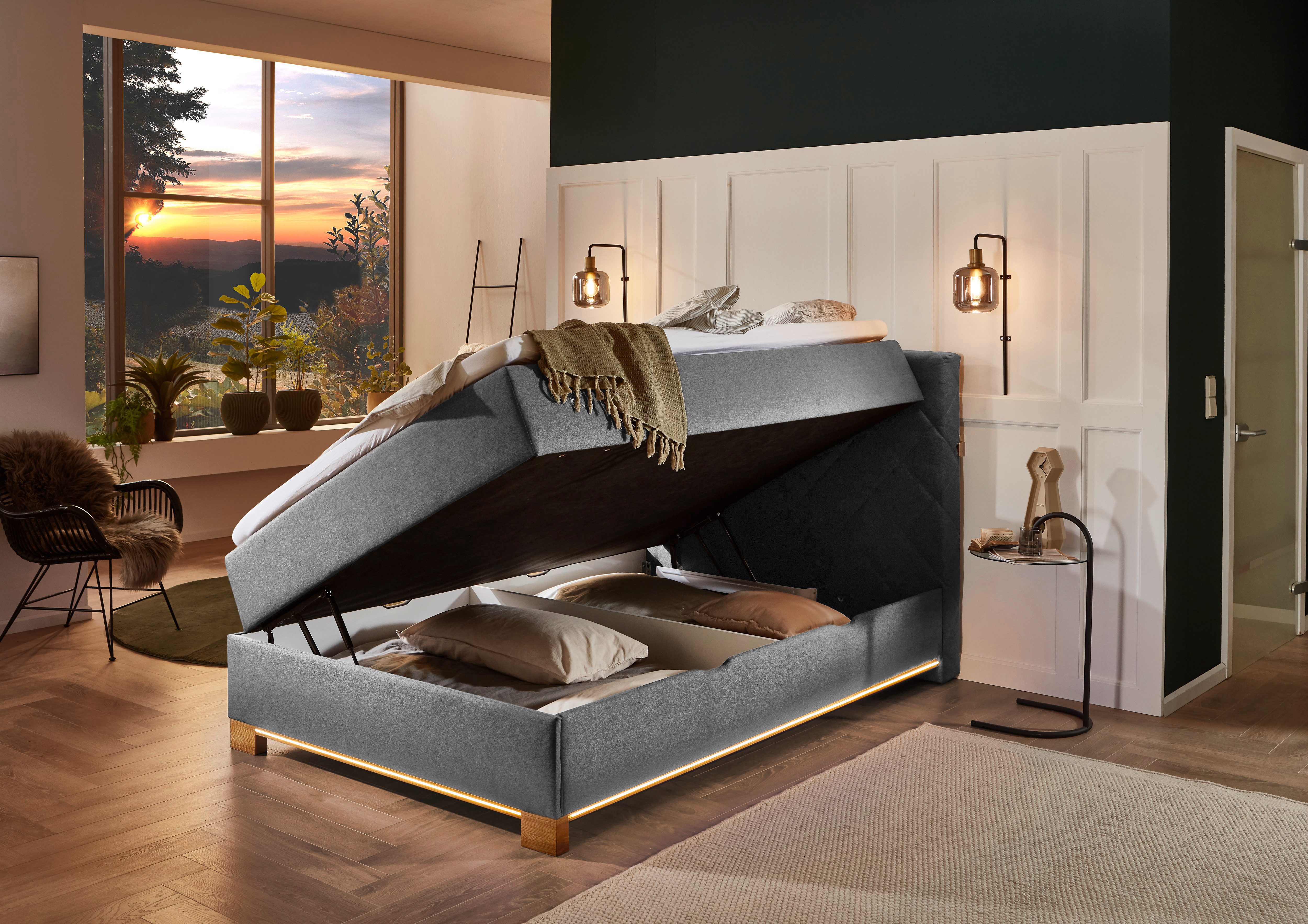 meise.möbel Boxspring Messina met bedkist, ledverlichting en topmatras