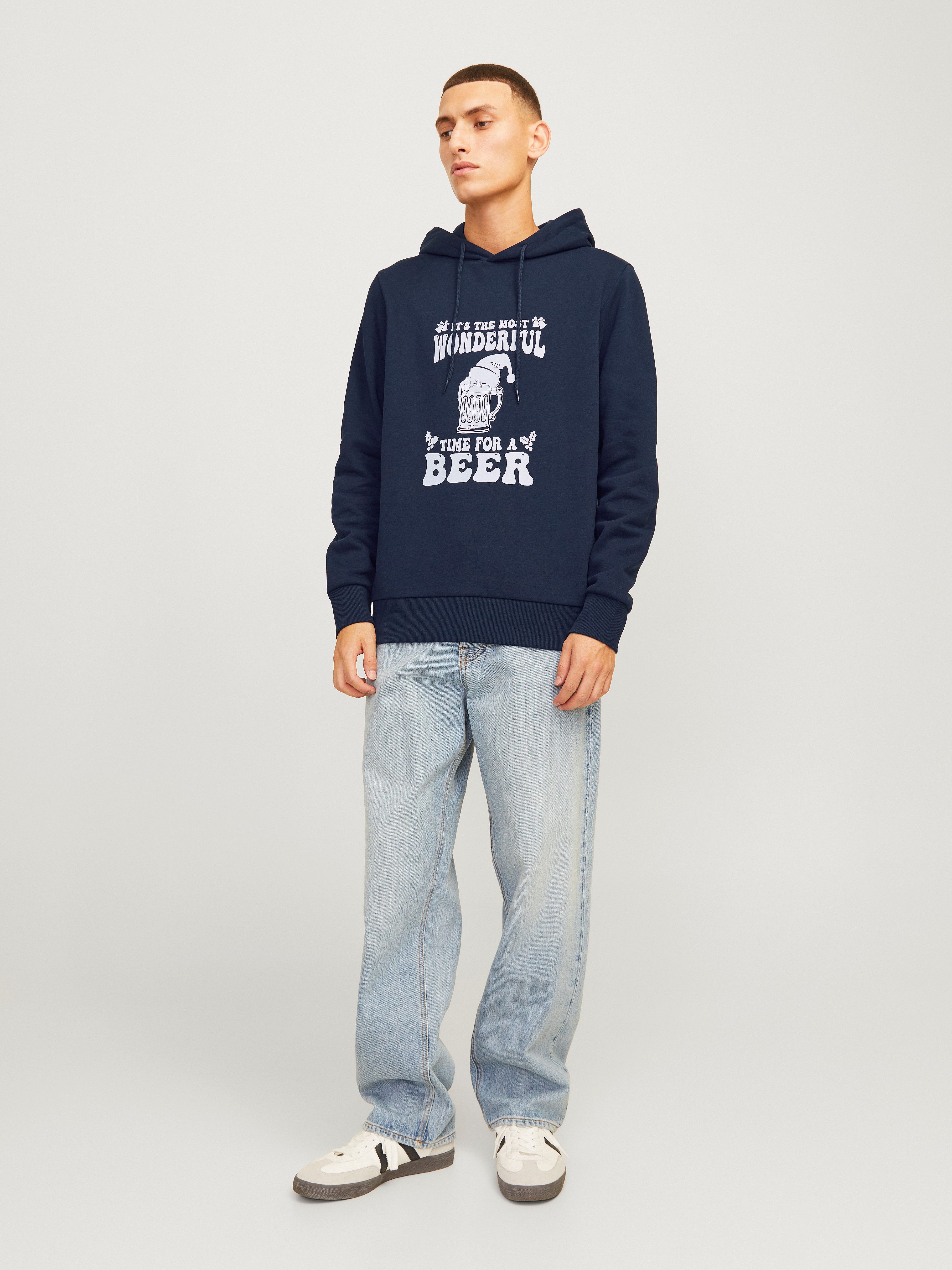 Jack & Jones Hoodie JJXMAS ONE COLOR FUNNY SWEAT HOOD
