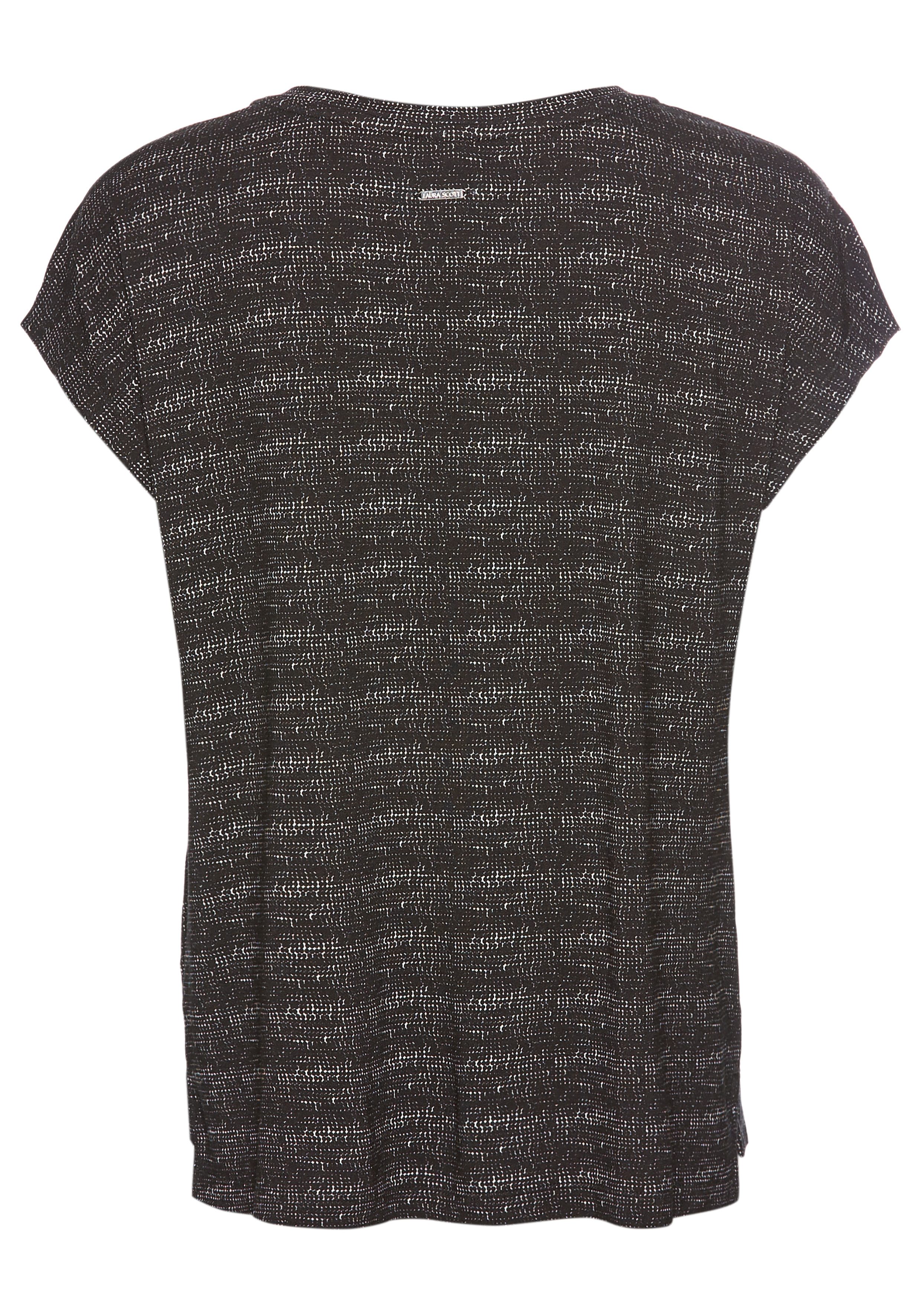 Laura Scott T-shirt in bijzondere melange-look met tekst - nieuwe collectie