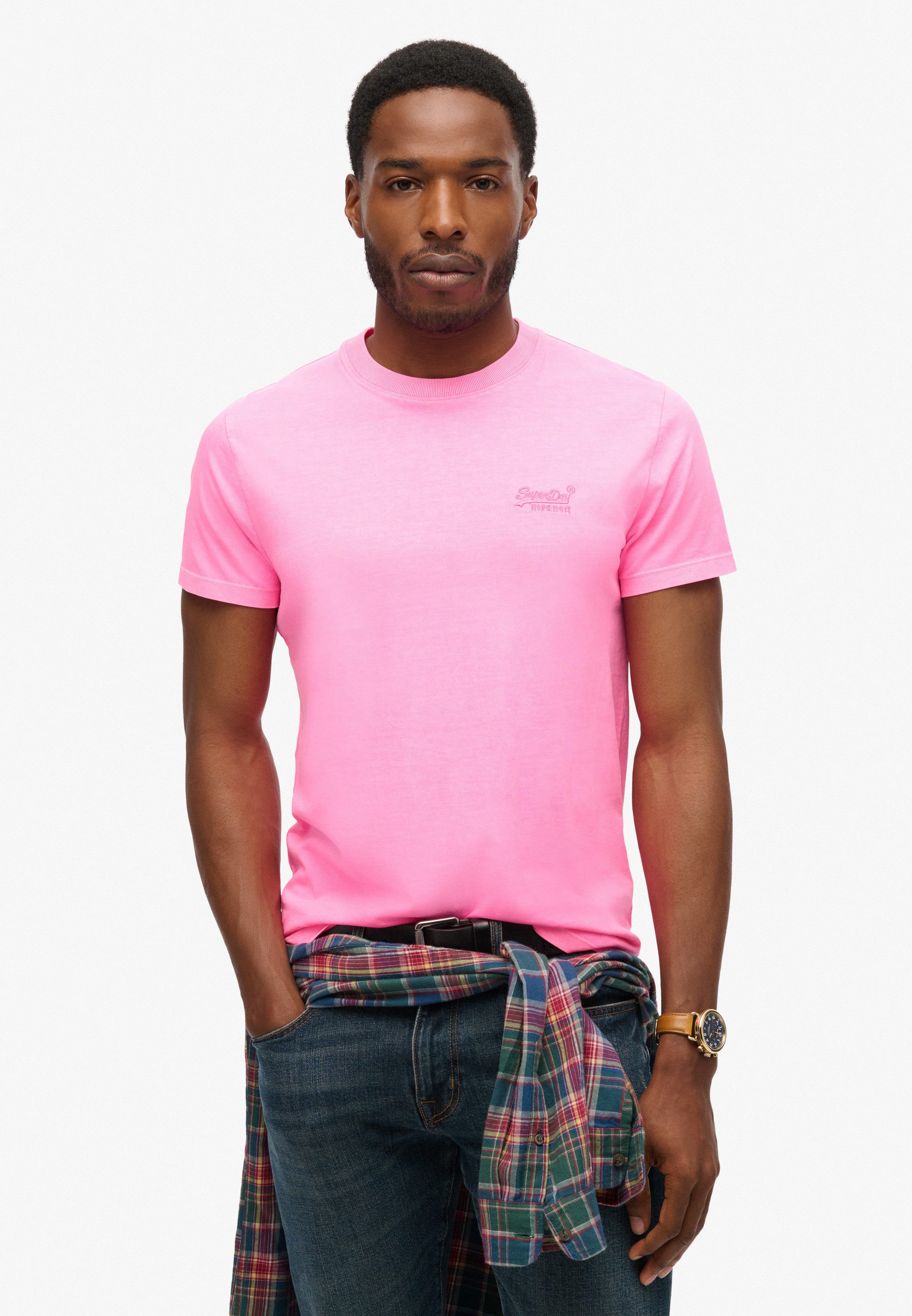 Superdry Shirt met ronde hals ESSENTIAL LOGO EMB NEON TEE